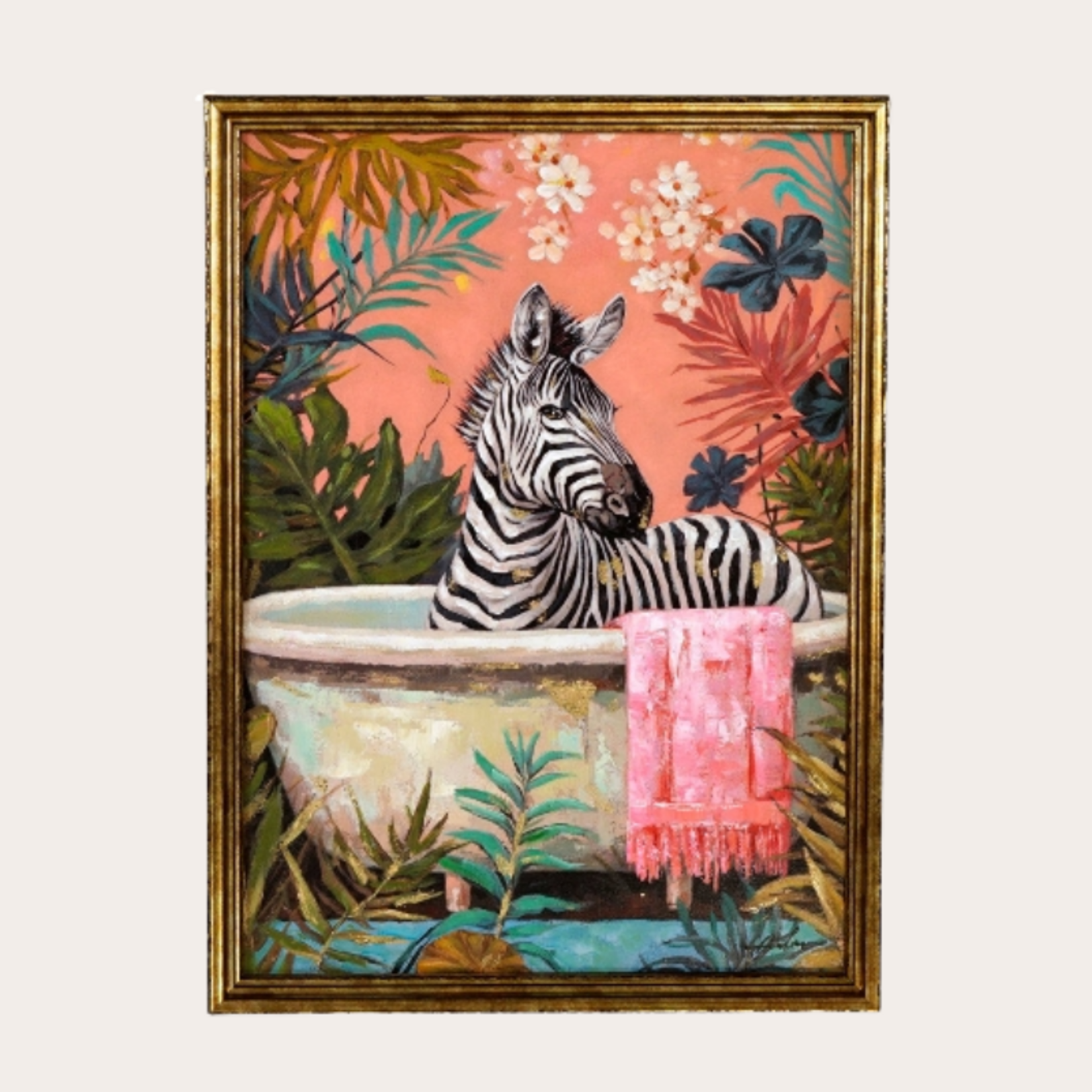 Schilderij - Zebra in badkuip