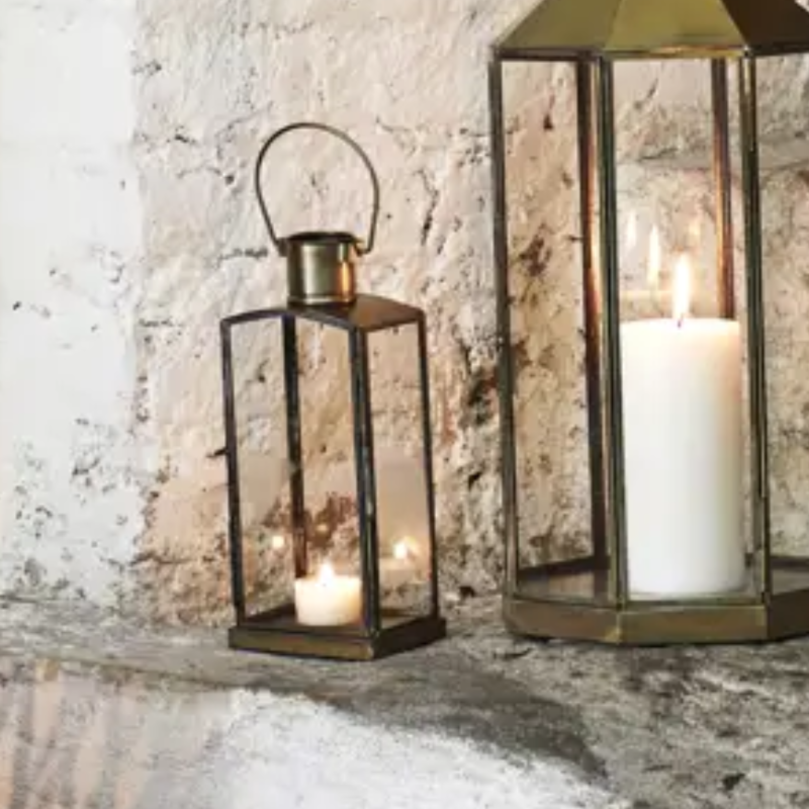 Lantaarn glas - Goud - Recht