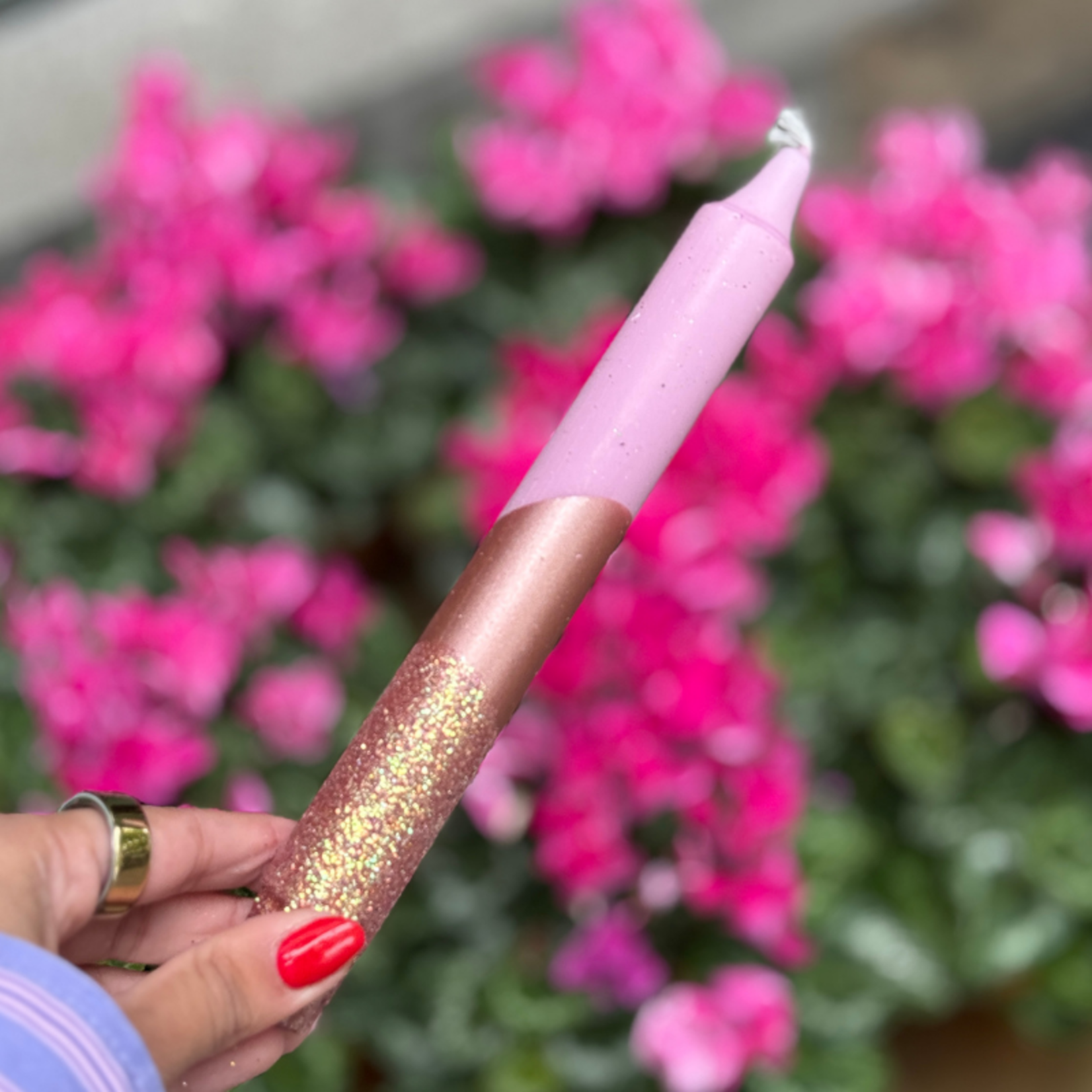 Kaars - Essence - Roze glitter overloop