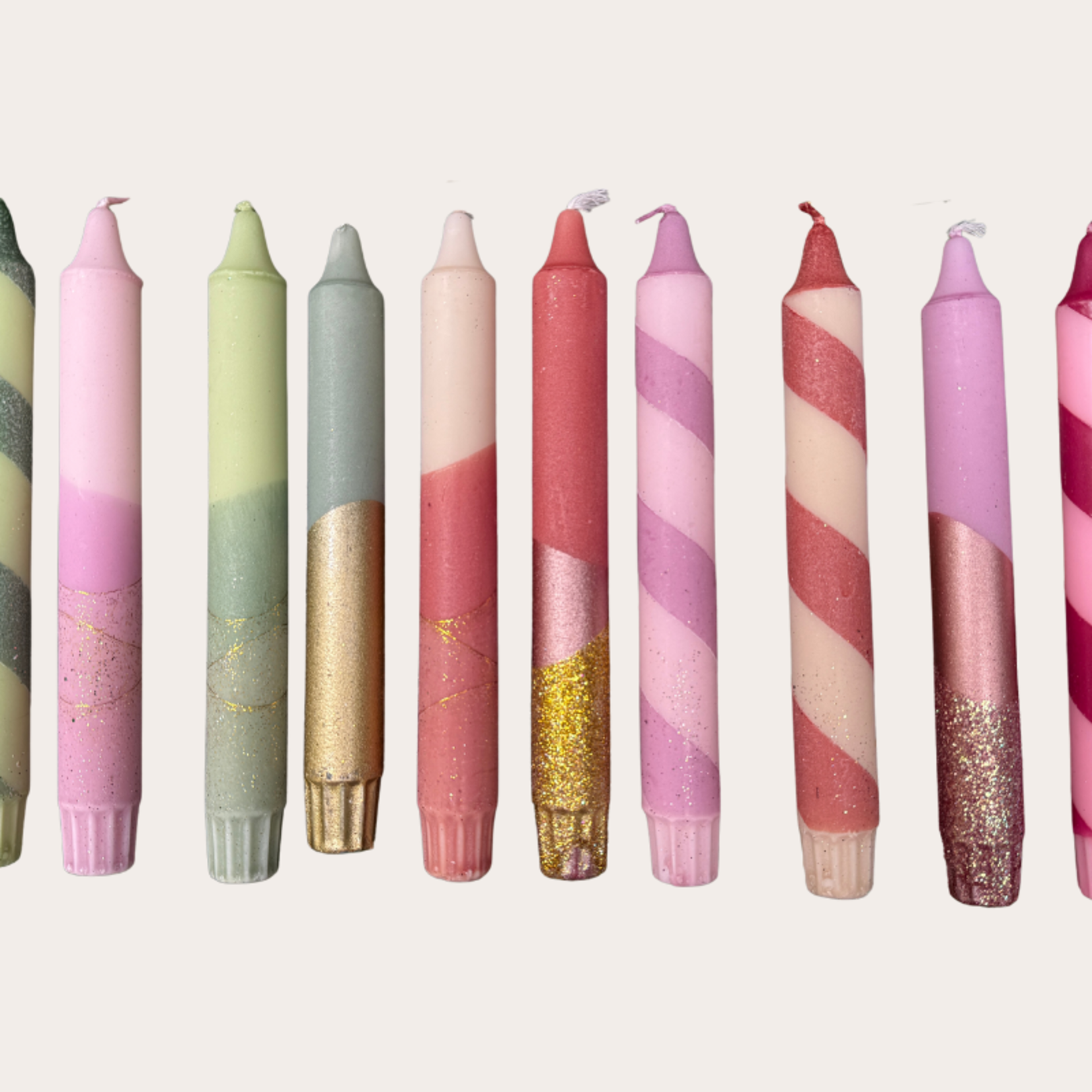 Kaars - Essence - Groen/goud glitter overloop