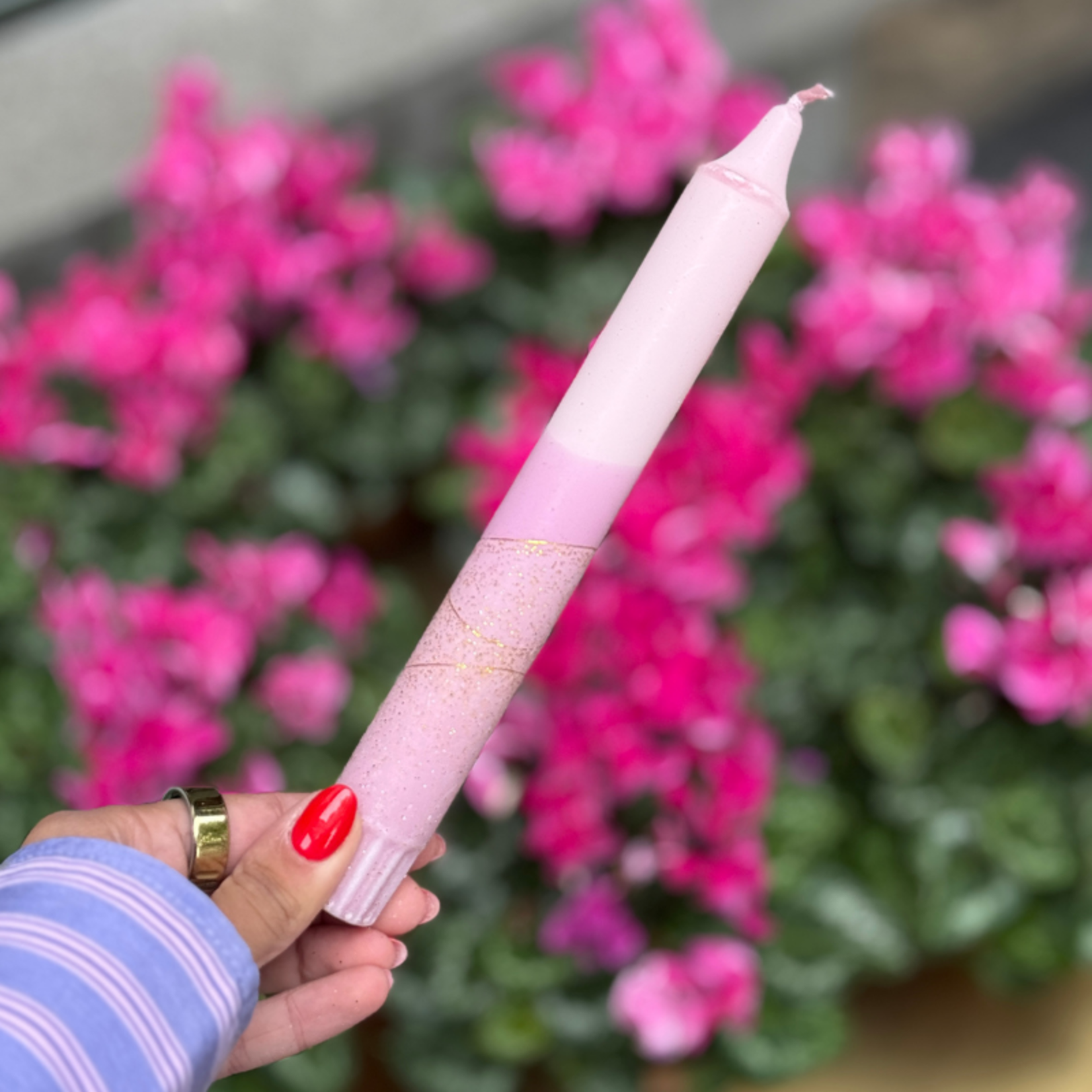 Kaars - Essence - Roze/goud glitter overloop