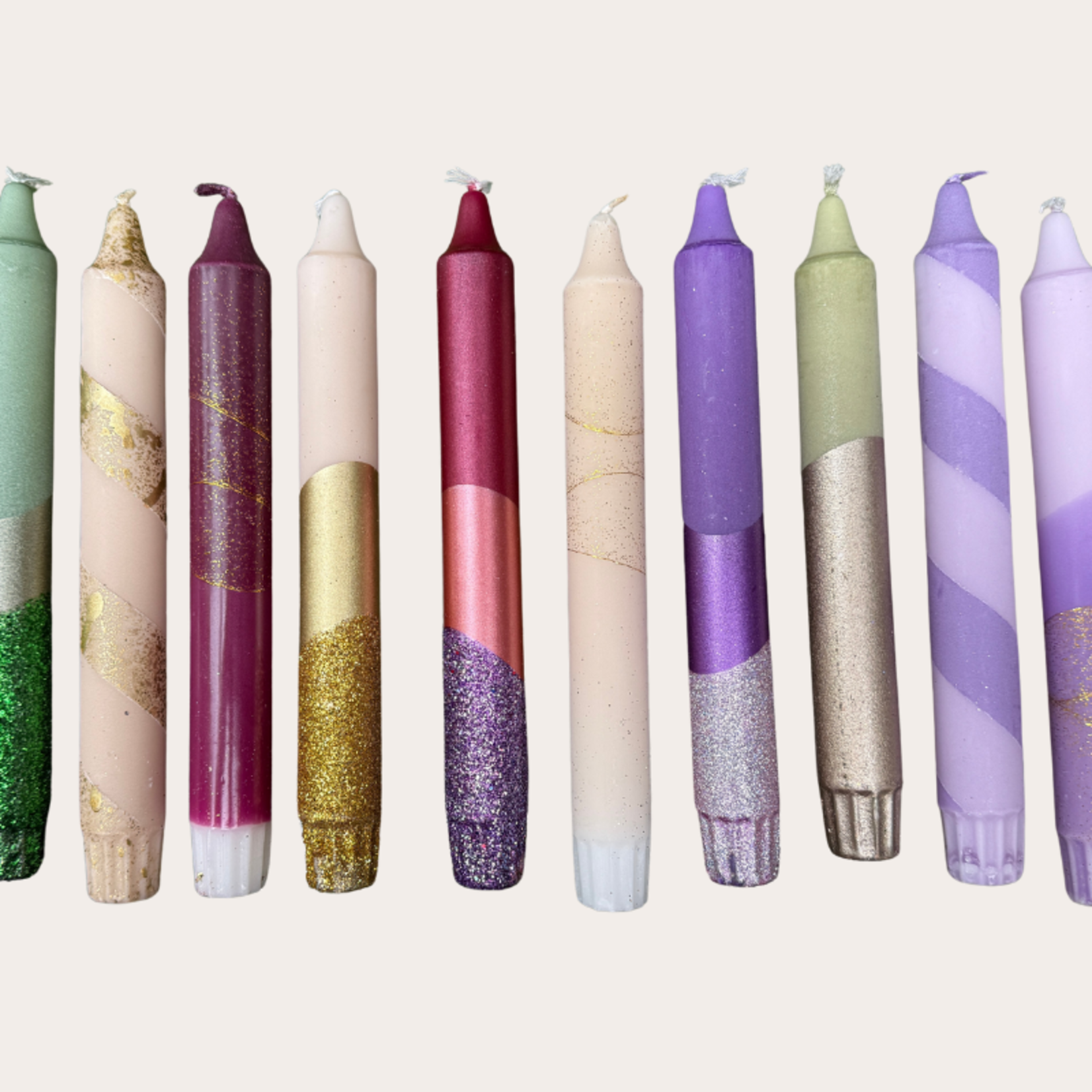 Kaars - Essence - Groen/glitter overloop