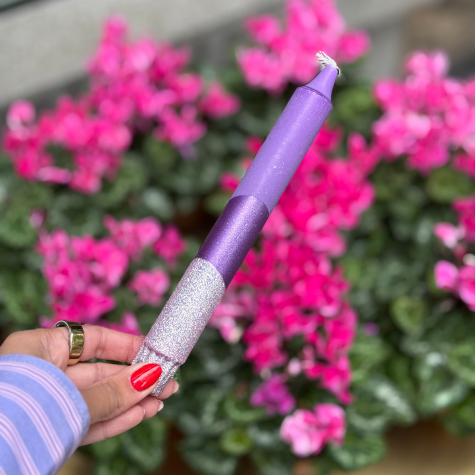 Kaars - Essence - Paars glitter overloop