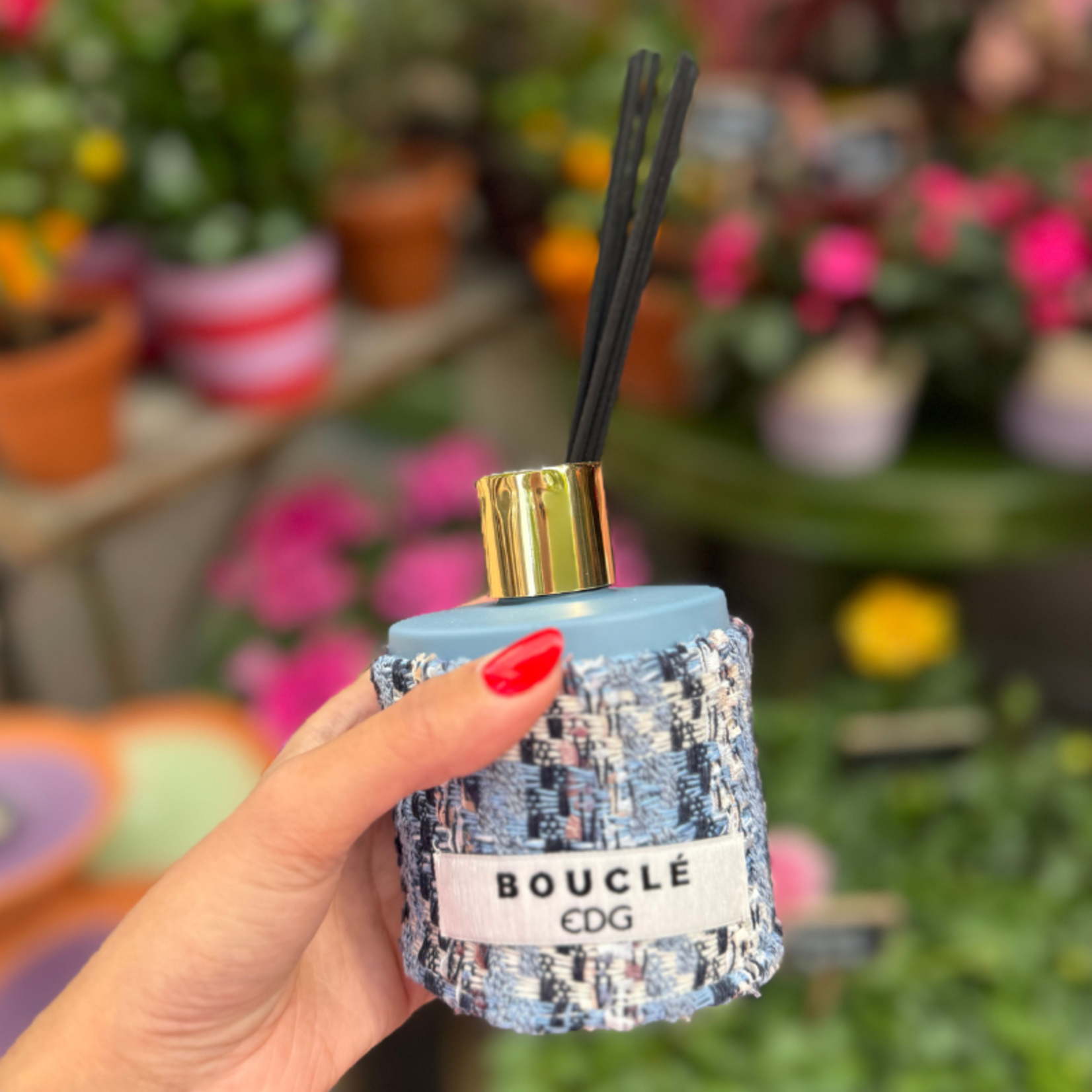 Geurstokjes - boucle blauw