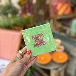Tegeltje - Happy new rimpel, mint met roze glitter