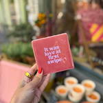 Tegeltje - Love at first swipe, roze met lila