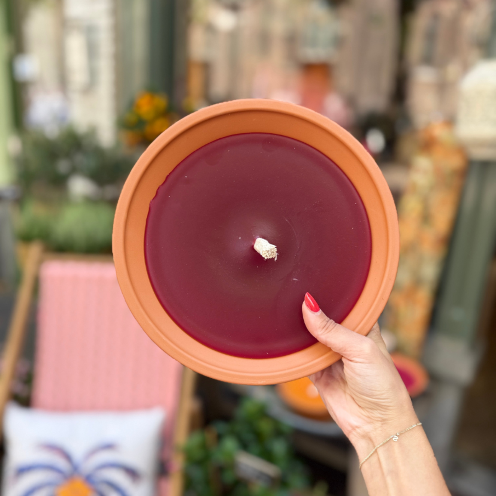 Buiten kaars - terracotta pot L - Burgundy