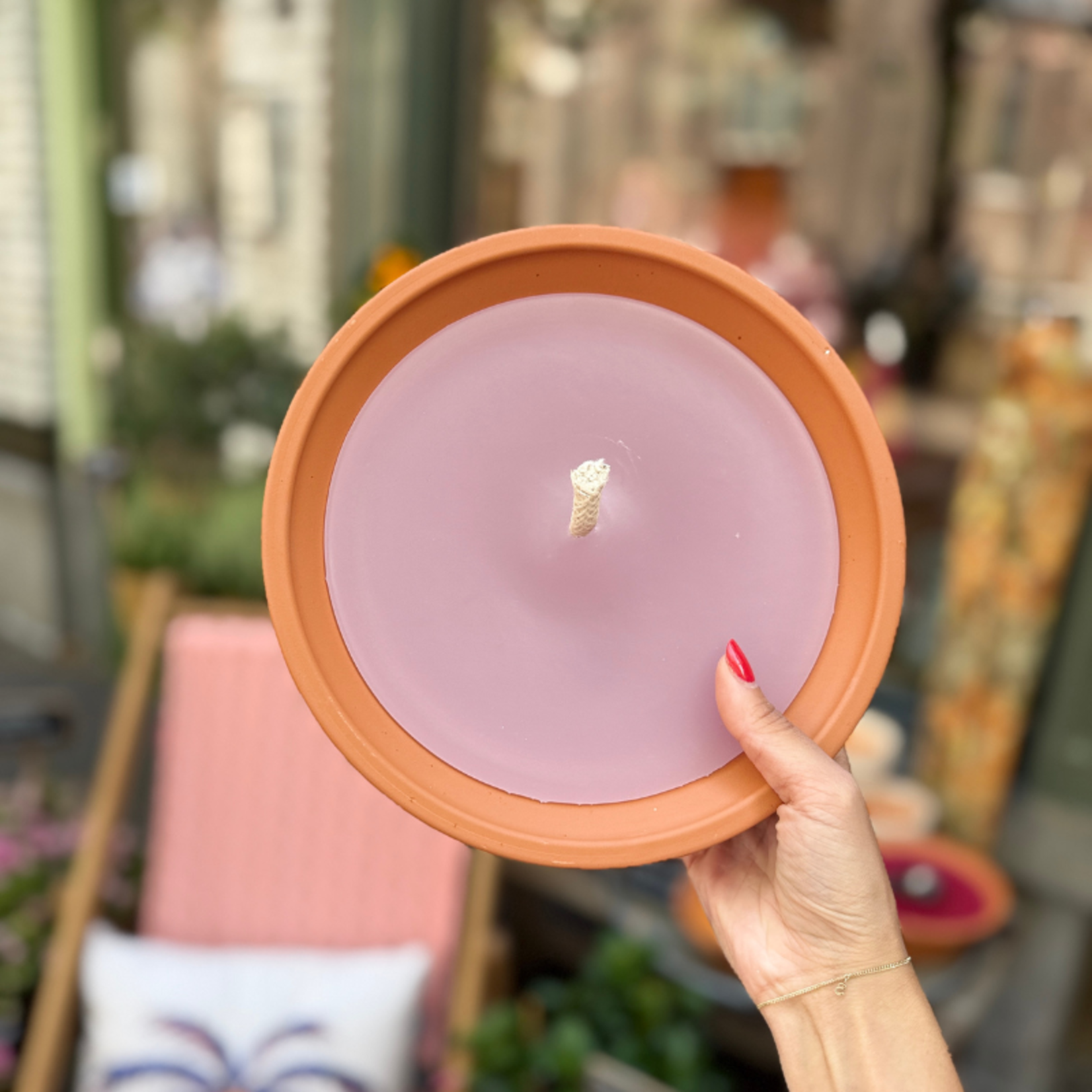 Buiten kaars - terracotta pot L - Marshmallow