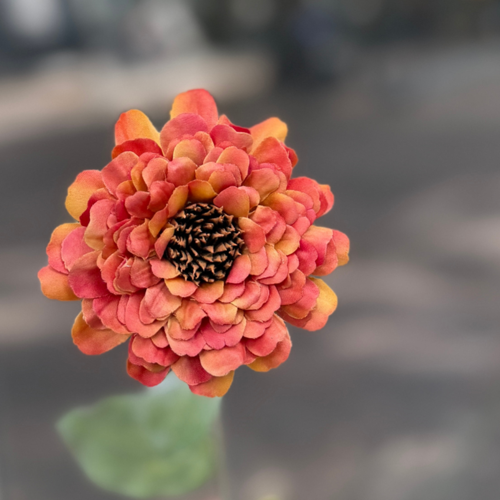 Zijden bloem - Zinnia - oranje/geel