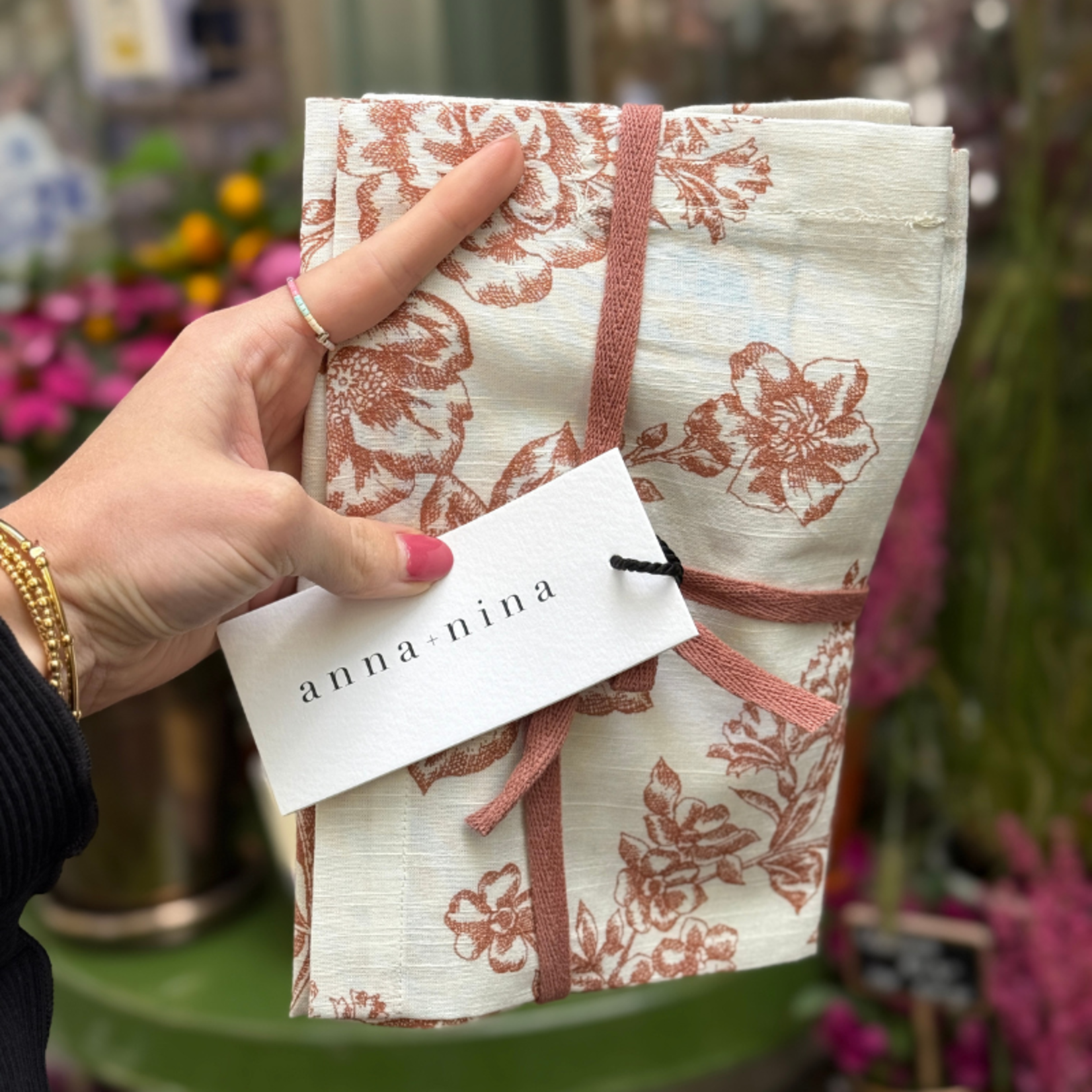 Anna+Nina Anna+nina - Whimsical Rose Napkin Set of 2