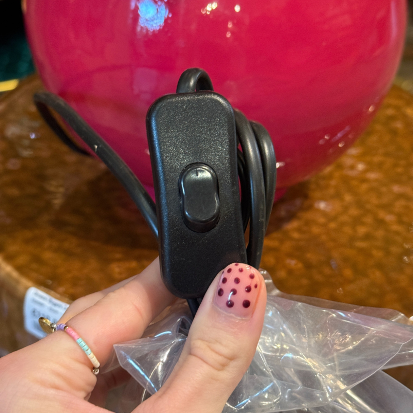 Lamp - velvet - donkergroen/fuchsia