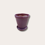 Geglazuurde pot met schotel/rand - Paars S