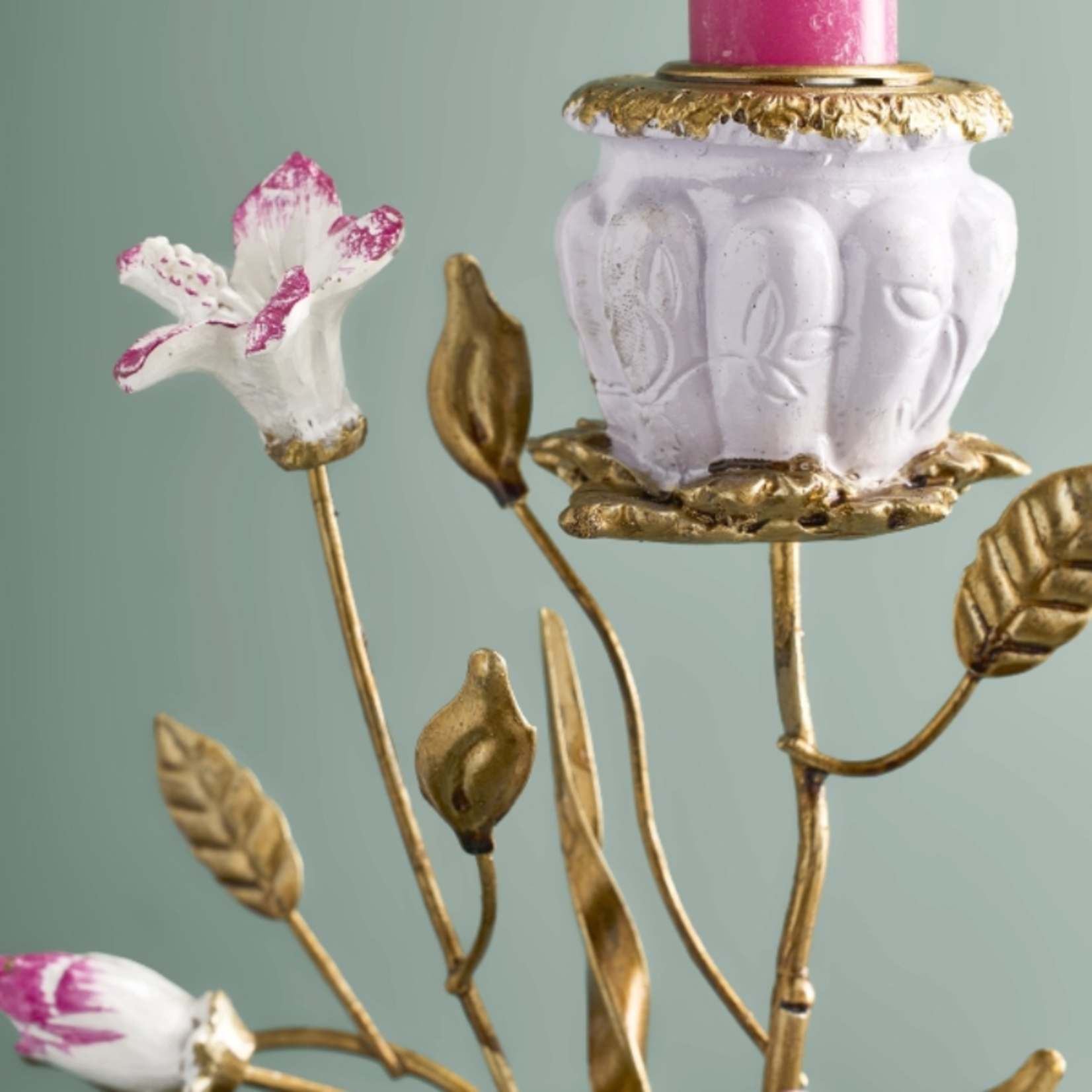 Kandelaar - Reiger - Wit met goud