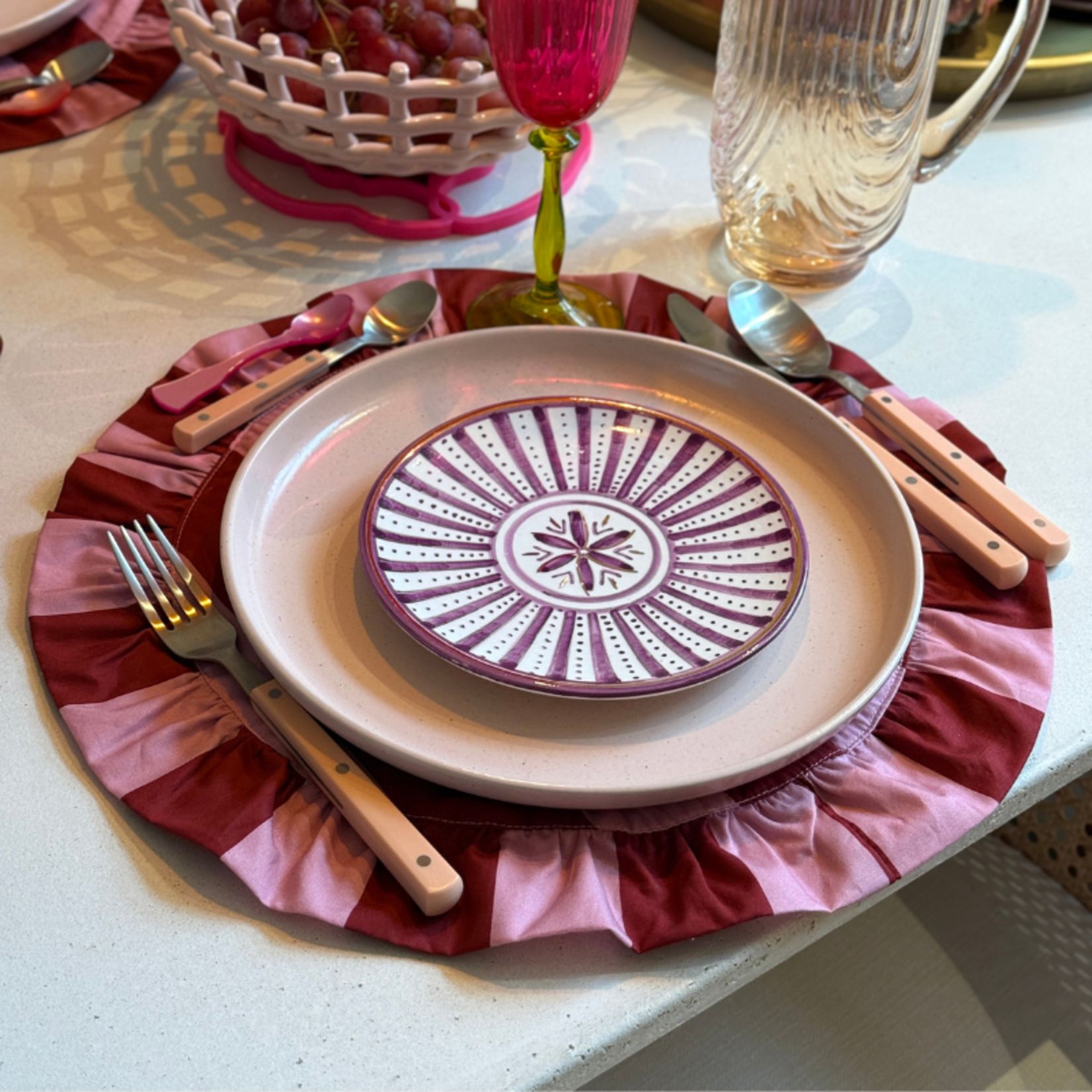 Placemat - Darcy - Roze/rood (set van 2)