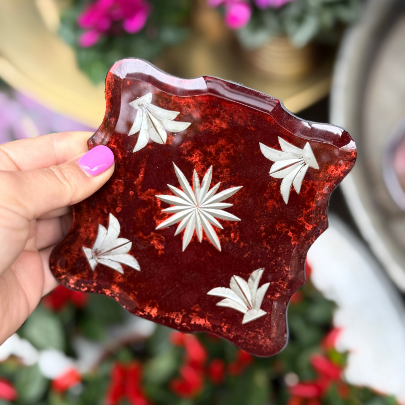 Dienblad spiegel Romeo - bordeaux S