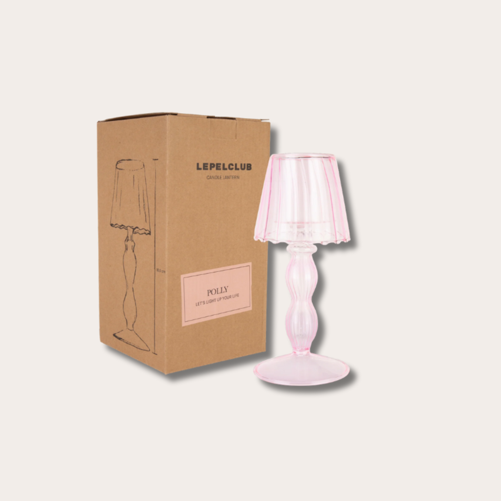 Lepelclub Candle Lantern - Polly - pink