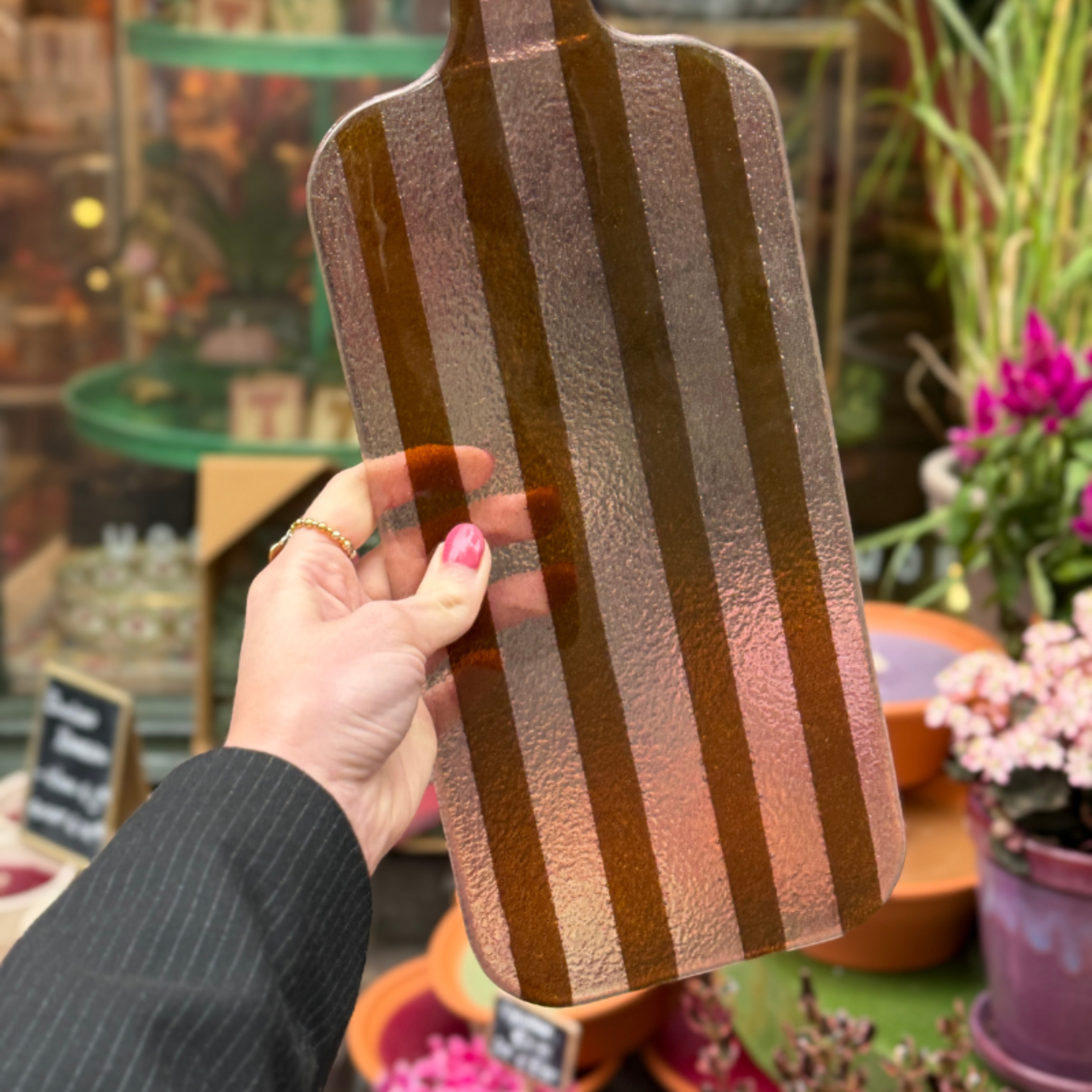 Borrelplank - Glas - Oranje/roze - S