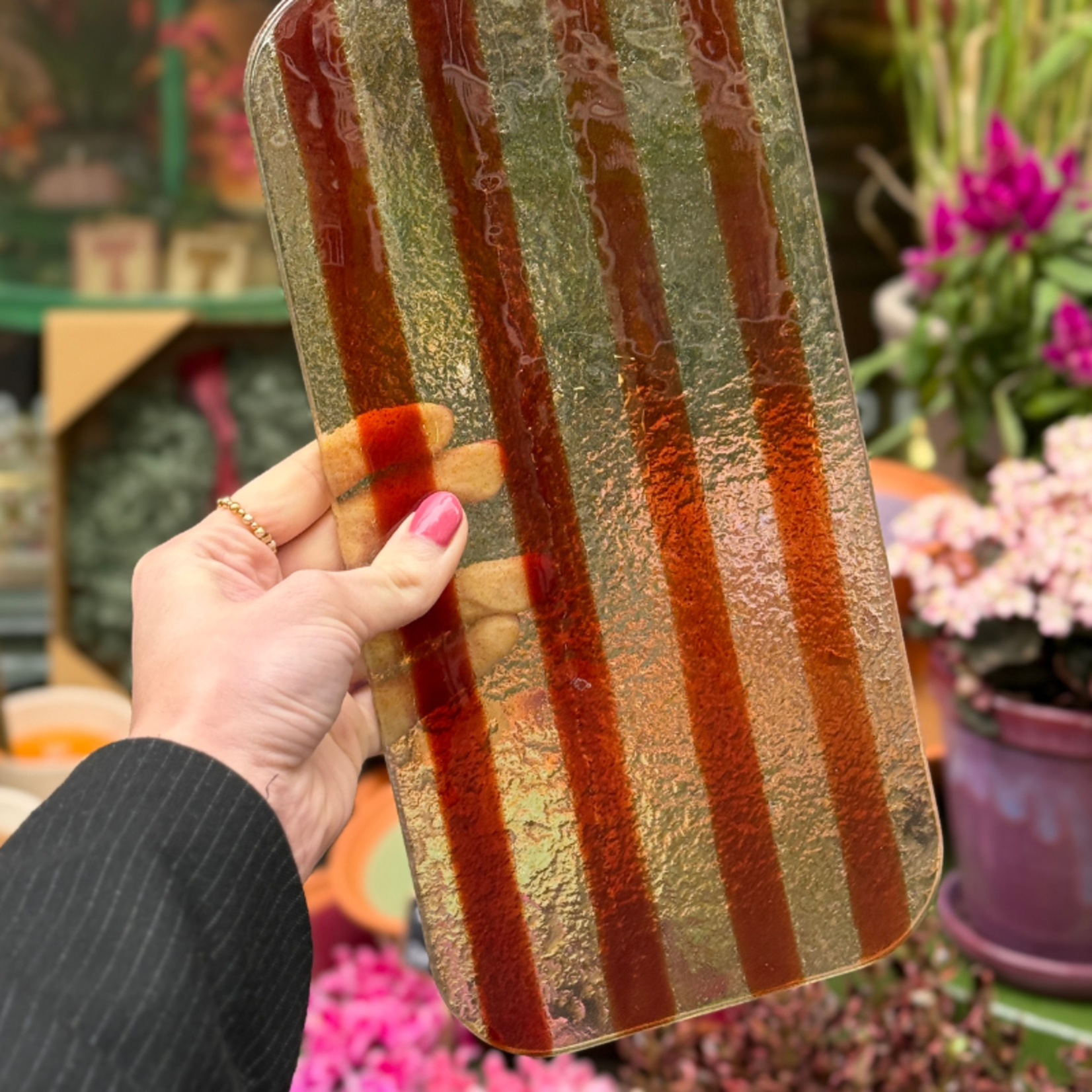 Borrelplank - Glas - Amber/ Bruin S