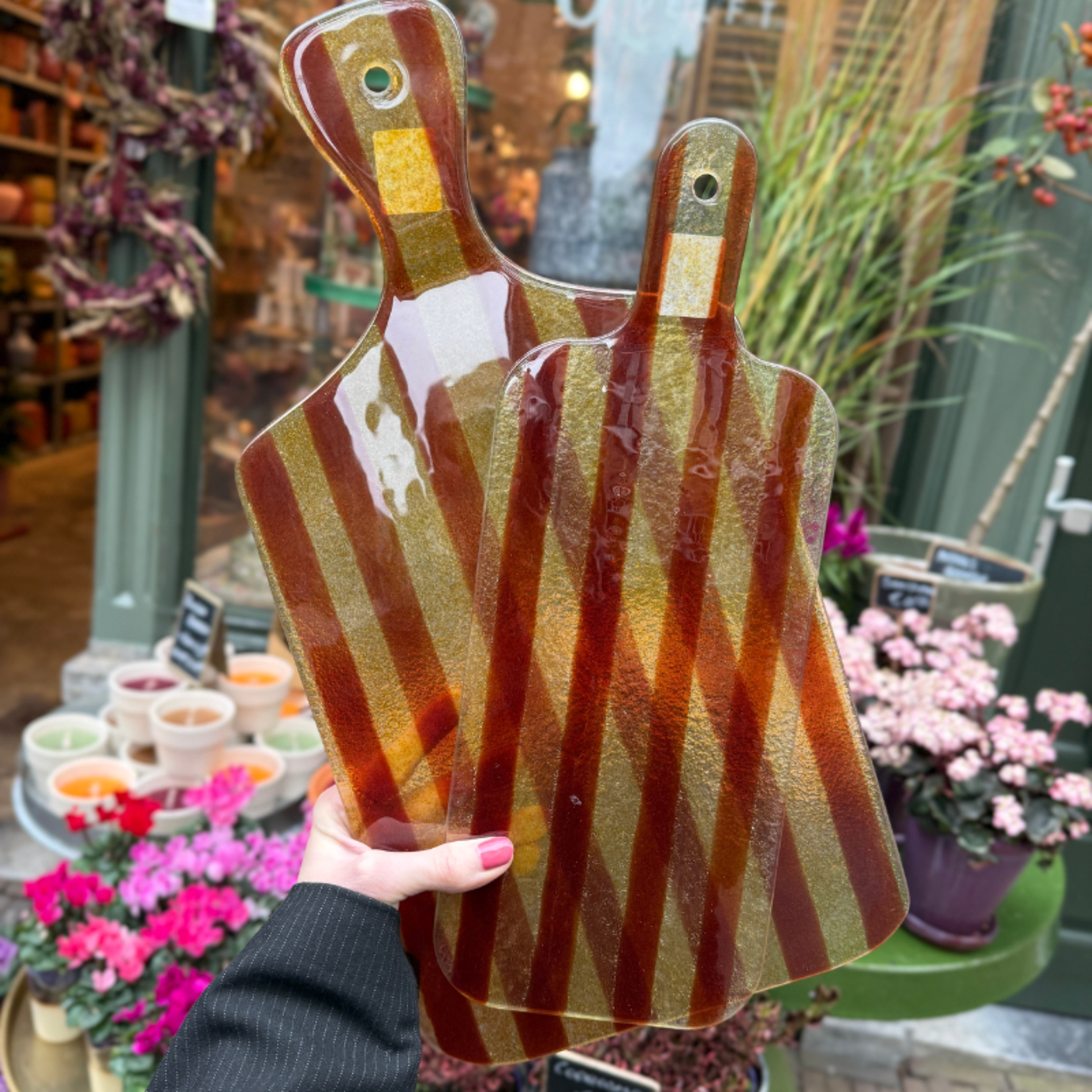 Borrelplank - Glas - Amber/ Bruin M