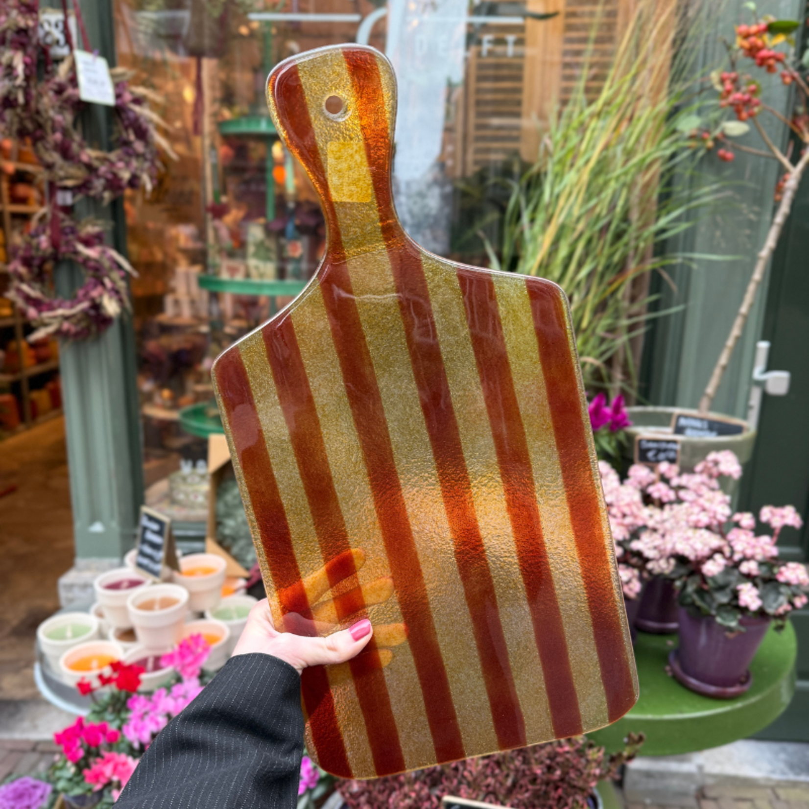 Borrelplank - Glas - Amber/ Bruin M