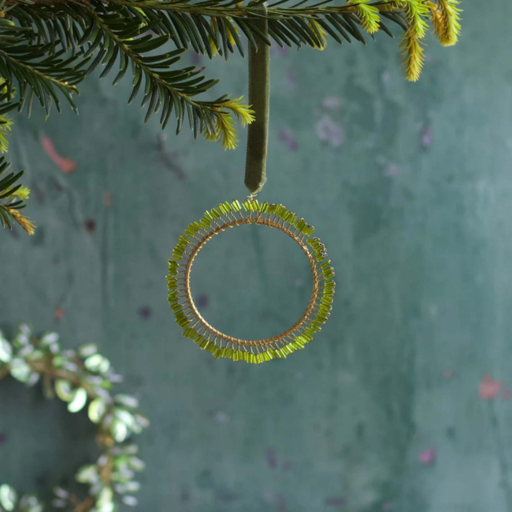 Slingertje kralen - groen/ goud