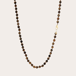 Lange gemstone ketting / bruin mêlée