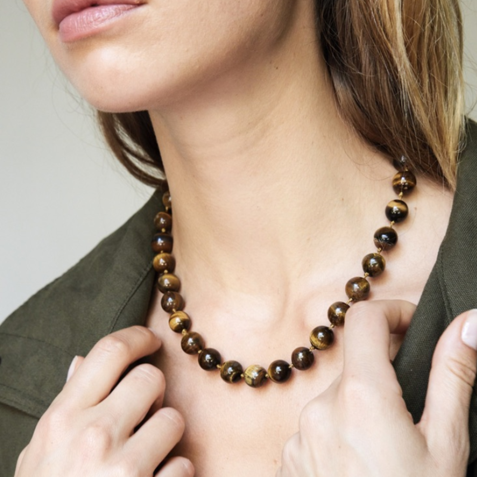 Gemstone ketting / bruin-mêlée