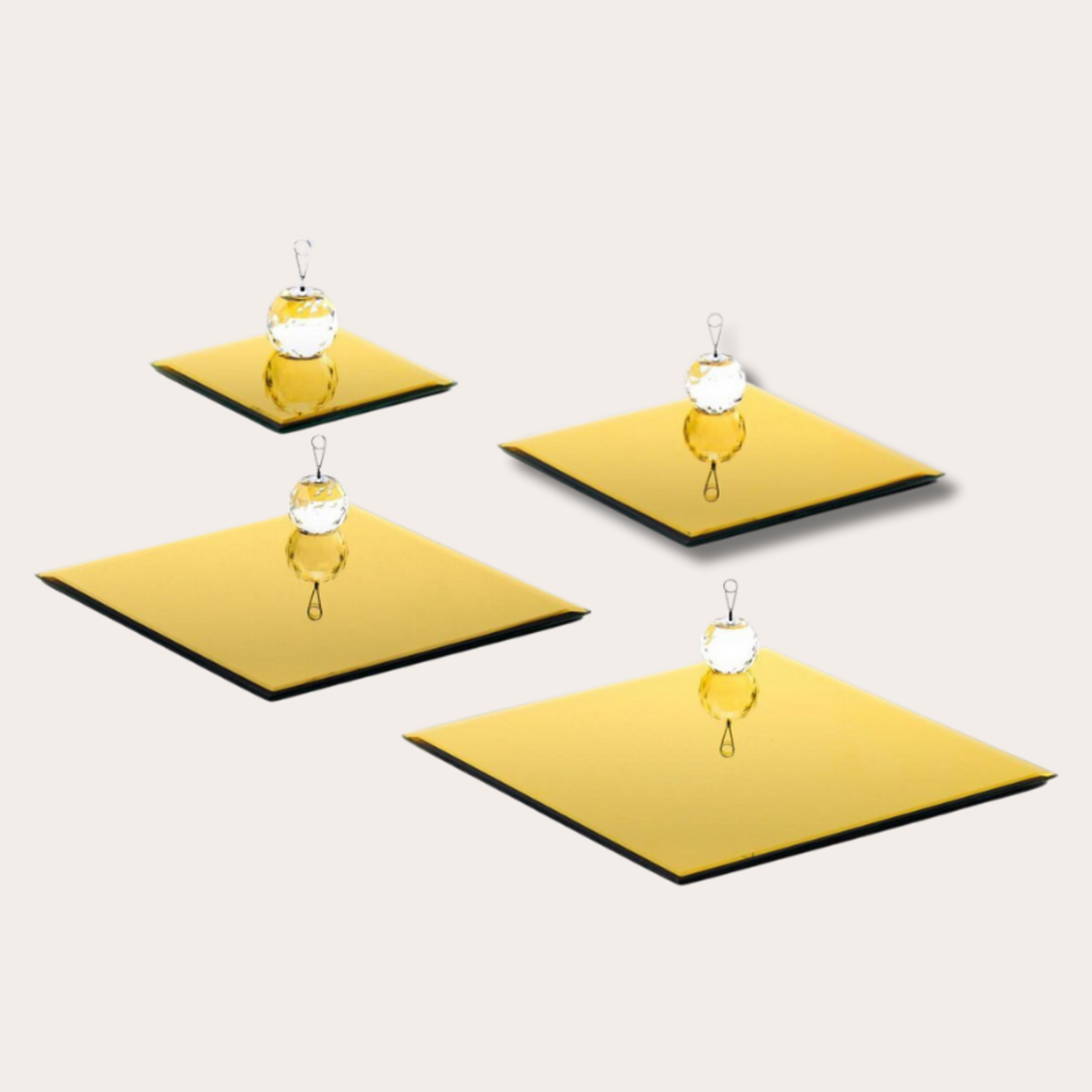 Dienblad vierkant - Spiegelglas - Goud