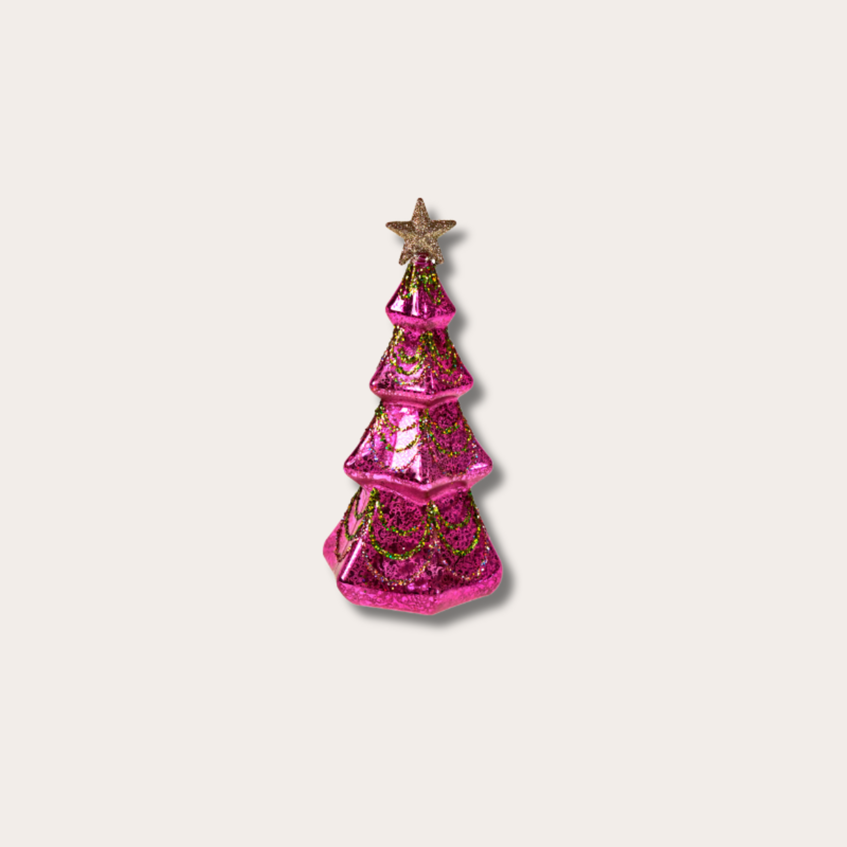 Decoratie kerstboom - Glas met ster - Roze