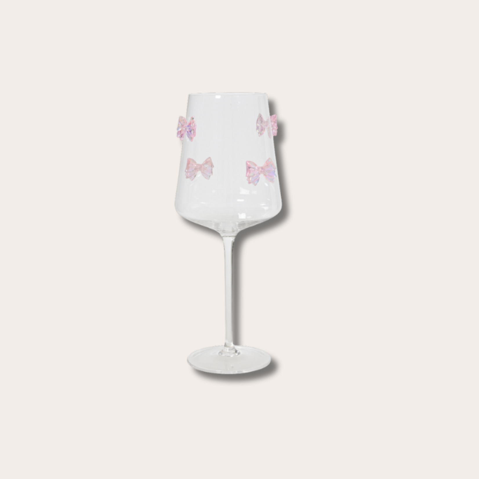Wijnglas - Bowy - Roze strik