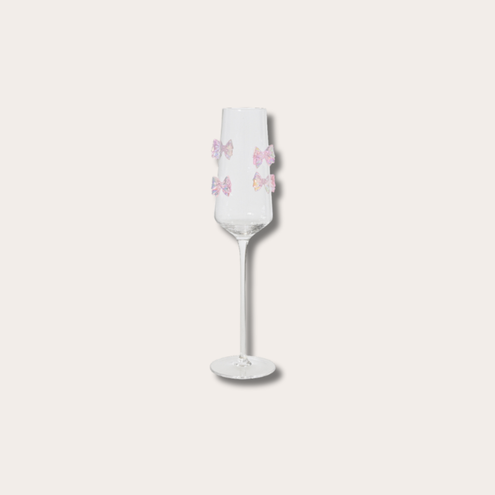 Champagneglas - Bowy - Roze strik