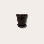 Geglazuurde pot met schotel/rand - Bordeaux S