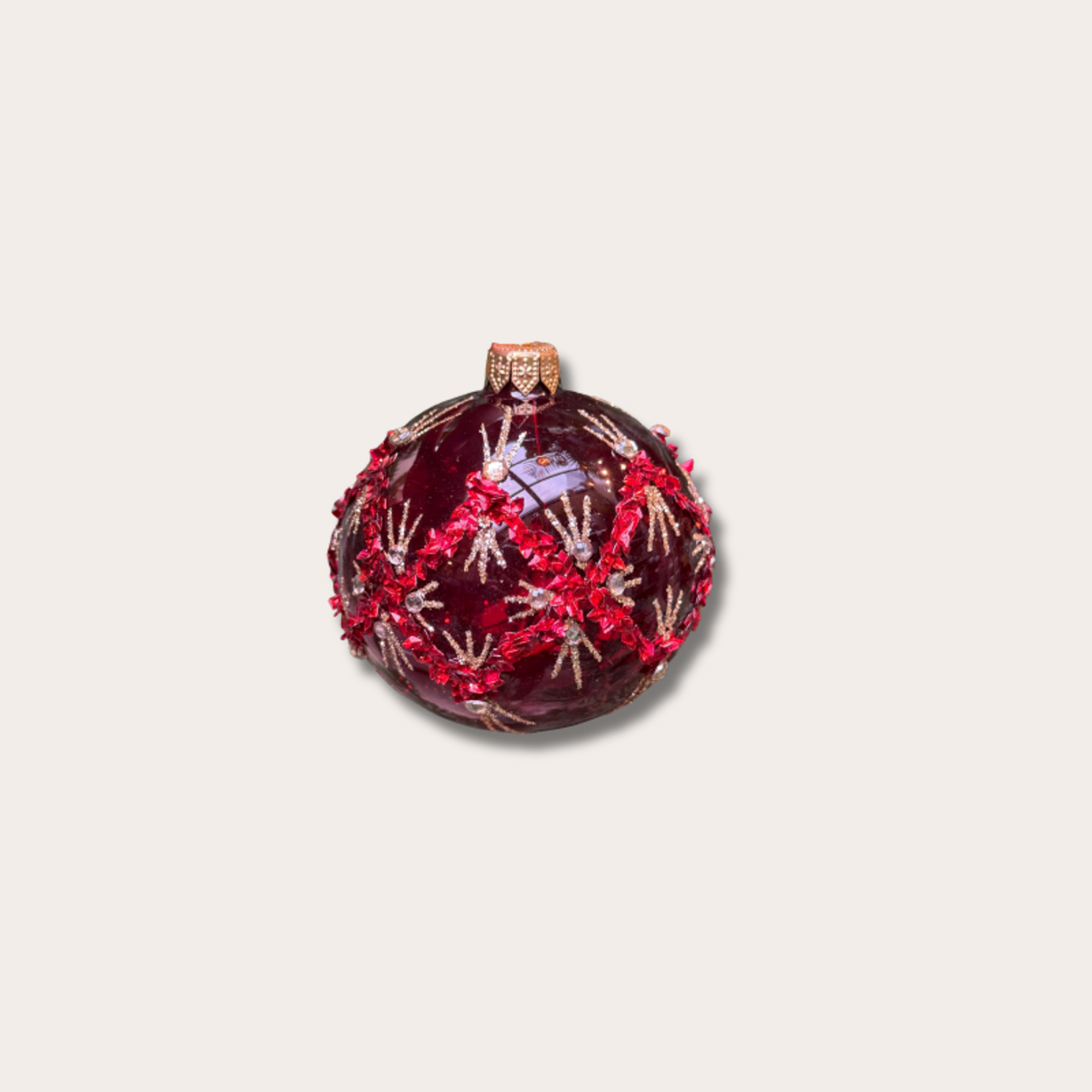 Kerstbal - Penelope - Rood -Glitter