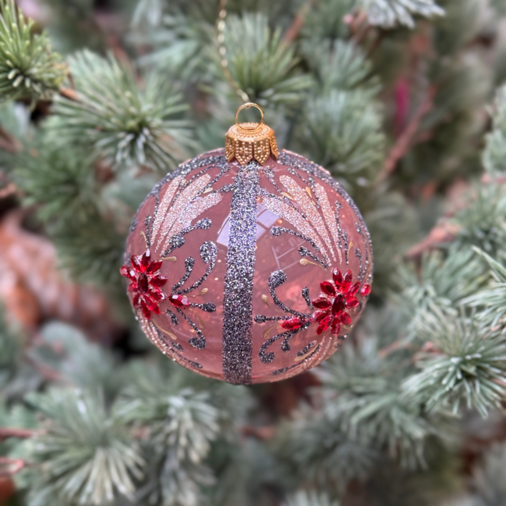 Kerstbal - Eloise - Brons - Glitter