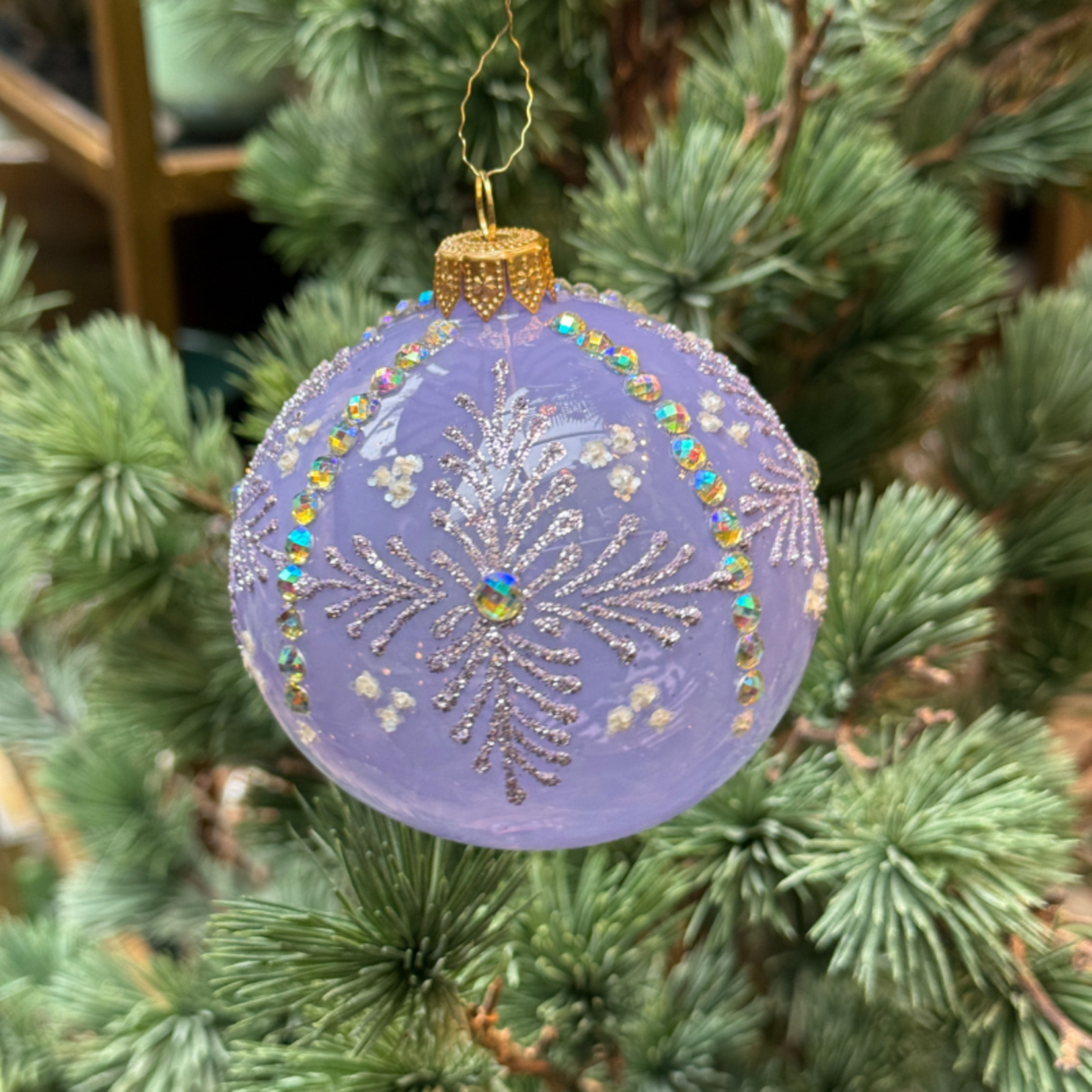 Kerstbal - Aurora - Lila - Glitters