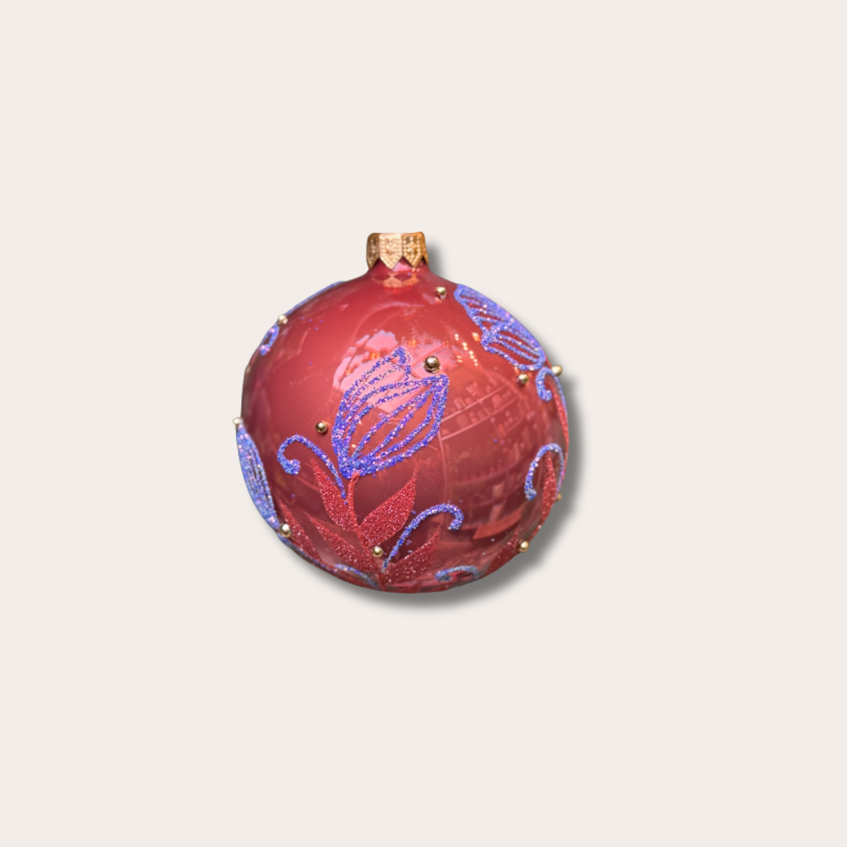 Kerstbal - Maria - Bordeaux - Bloem