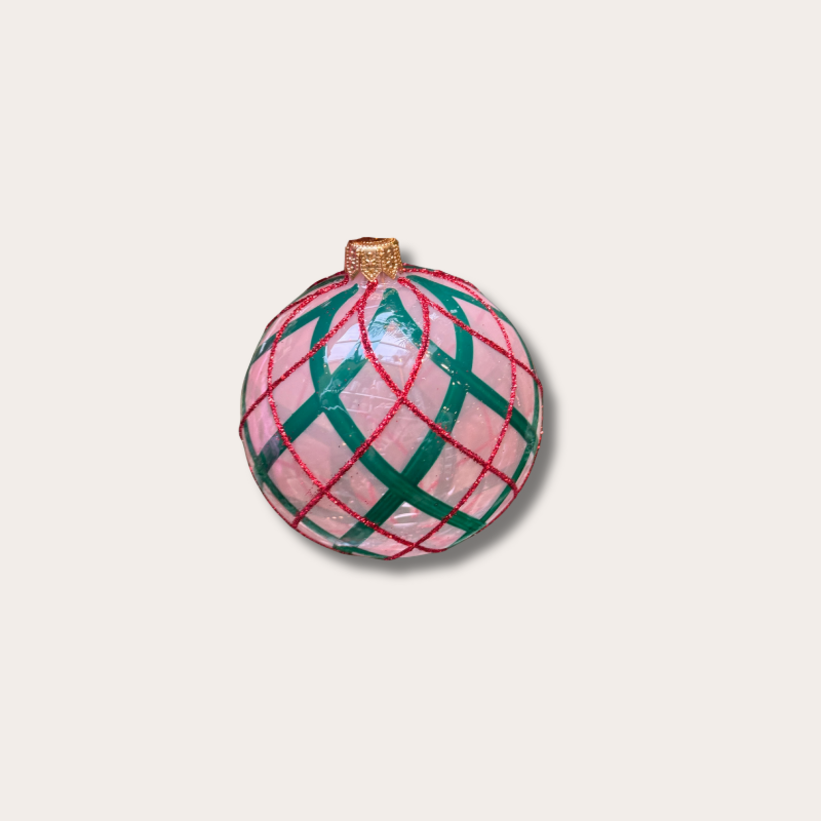Kerstbal - Stella - Rood/groen - Ruit