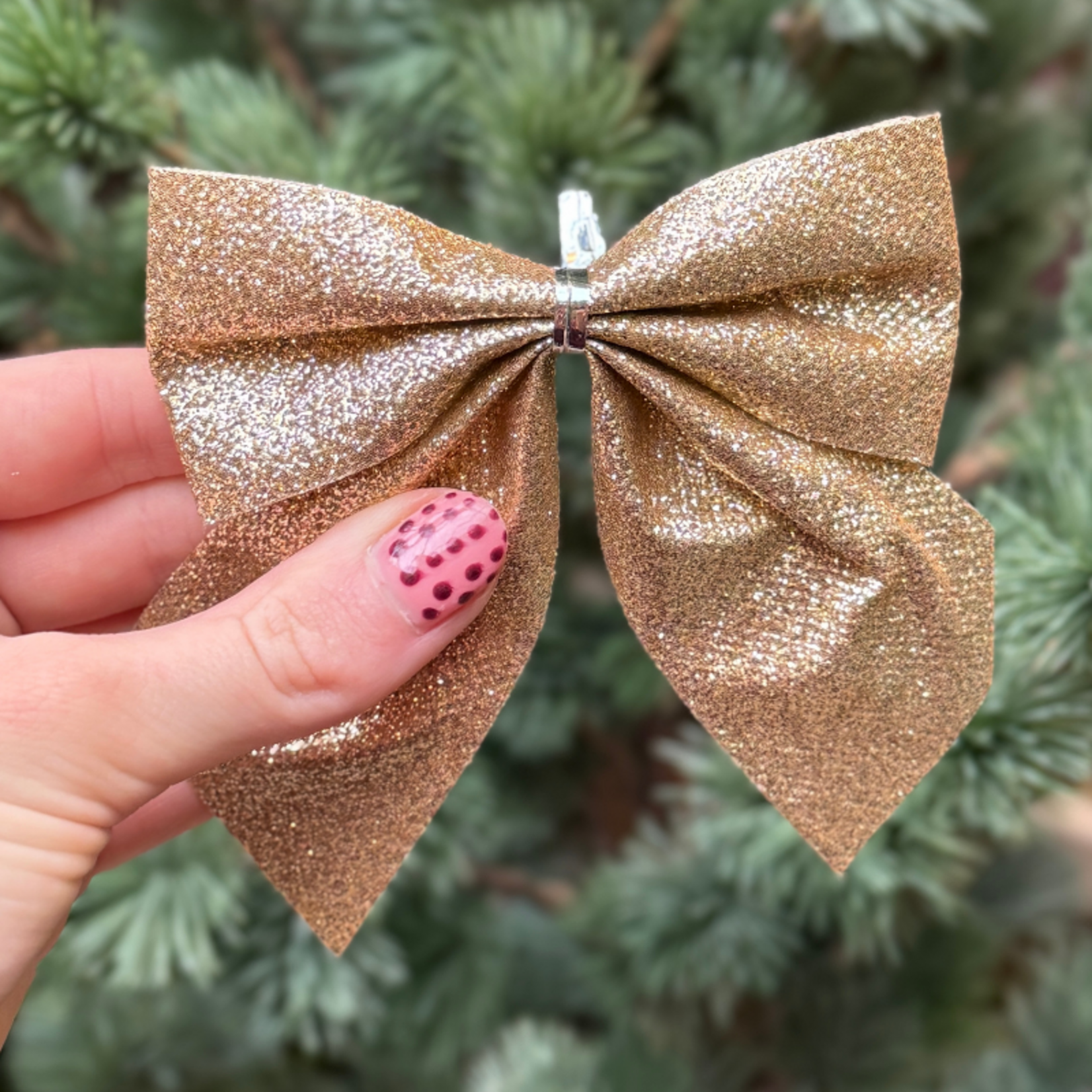 Decoratie strik - Glitter - Champagne