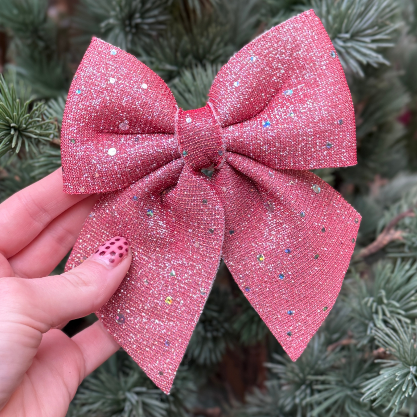 Decoratie strik - Glitter - Zalm