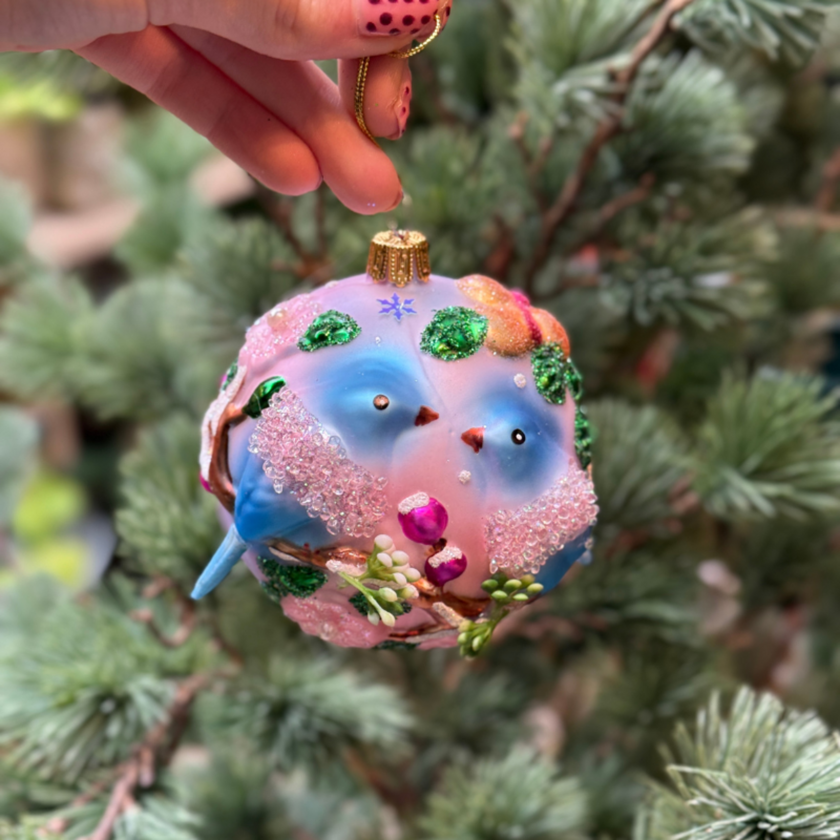 Kerstornament - Vogels - Blauw