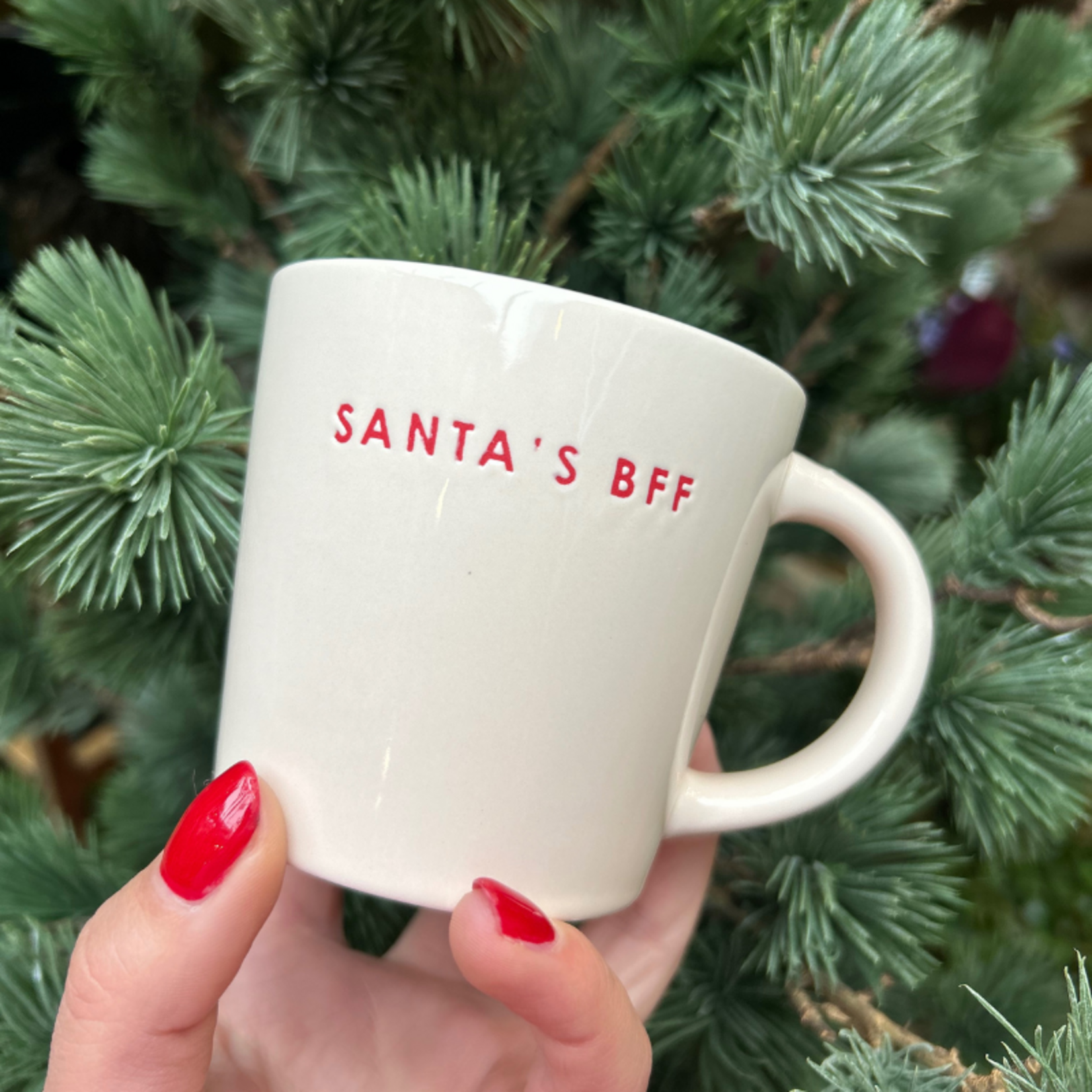 Vondels Cappuccino Mug - Santa's bff - Ecru