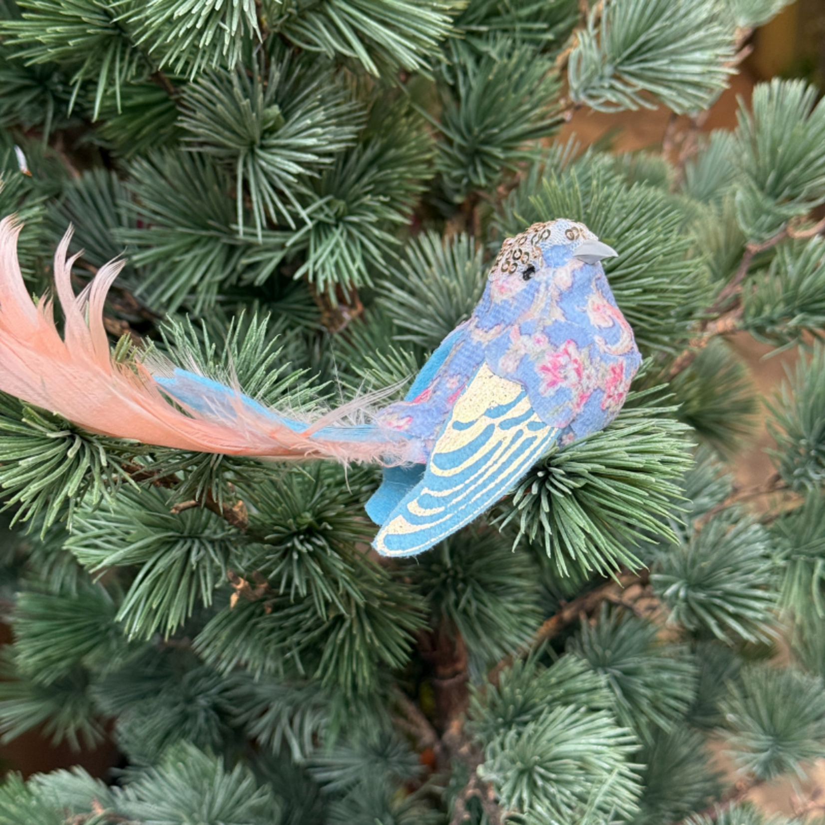 Clip ornament - Vogel - Glitter - Blauw