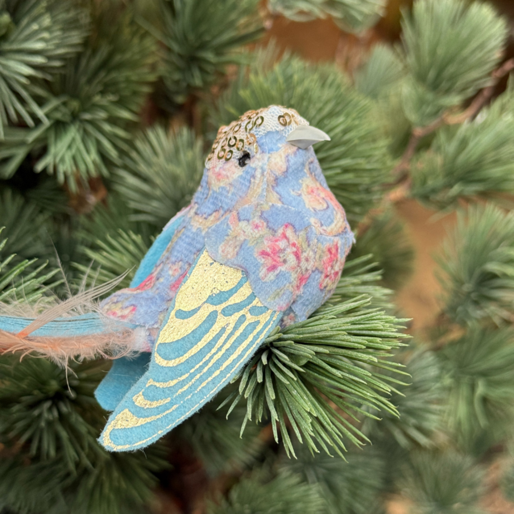 Clip ornament - Vogel - Glitter - Blauw