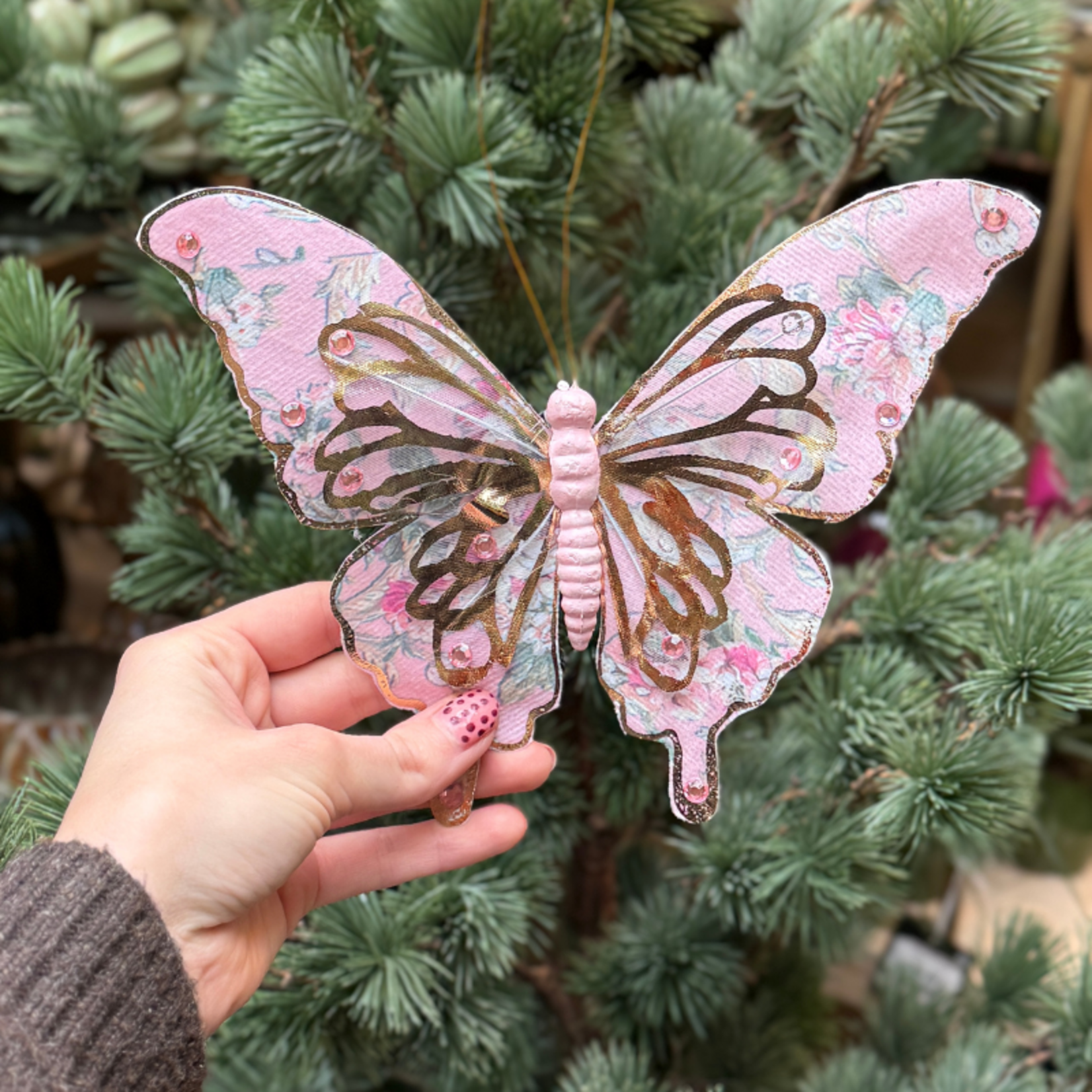 Clip ornament - Vlinder - Glitter - Roze