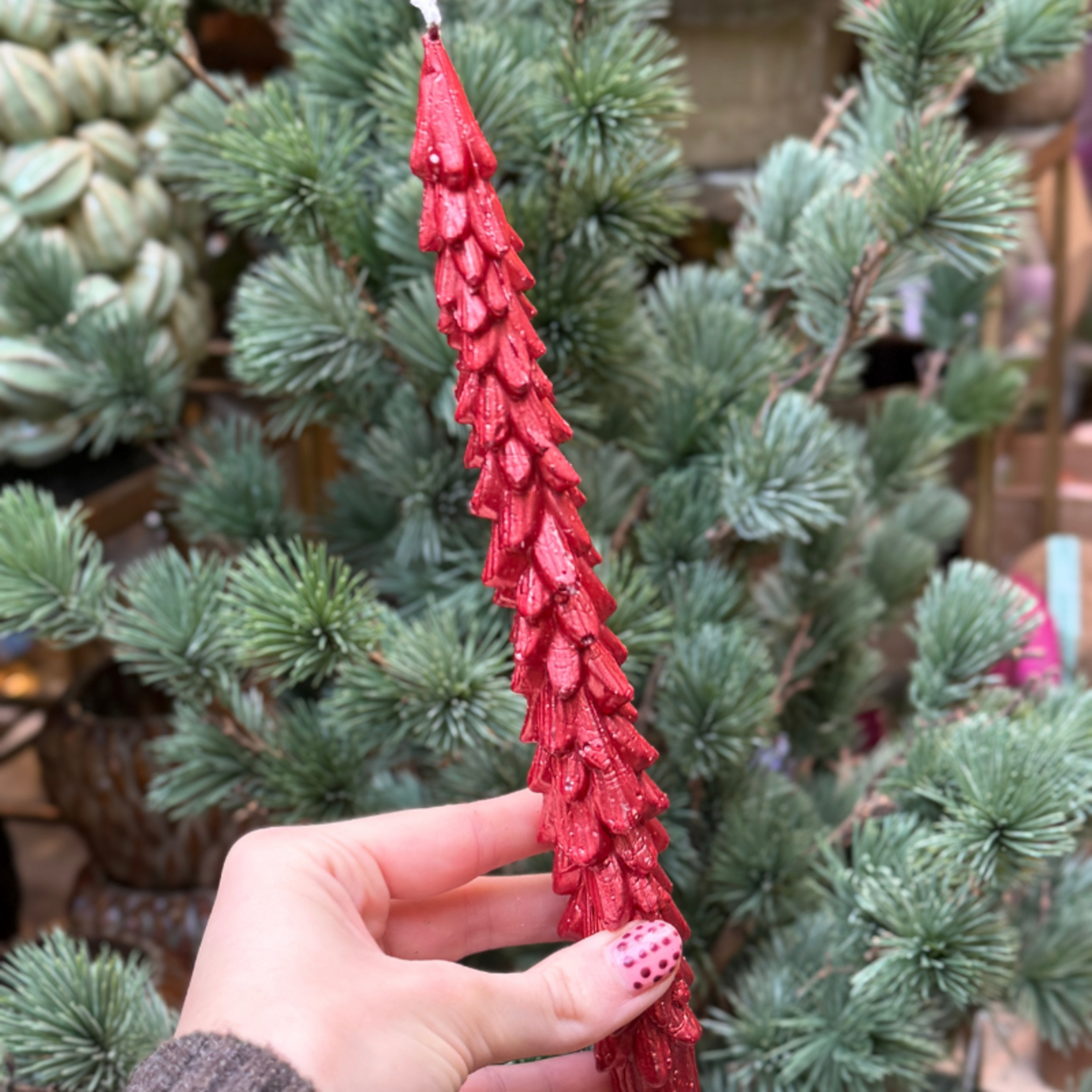 Kaars - Joy - Rood/glitter