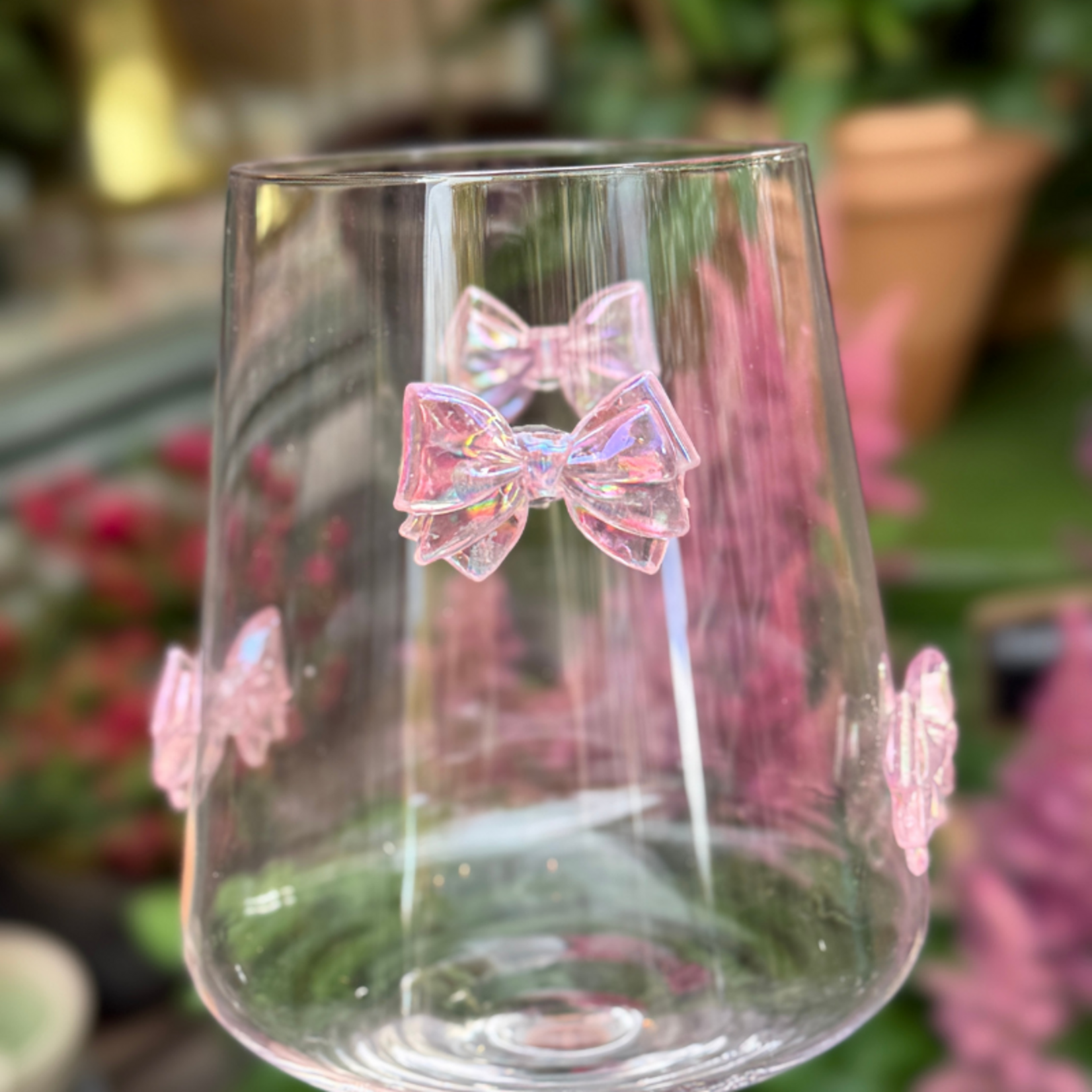 Wijnglas - Bowy - Roze strik