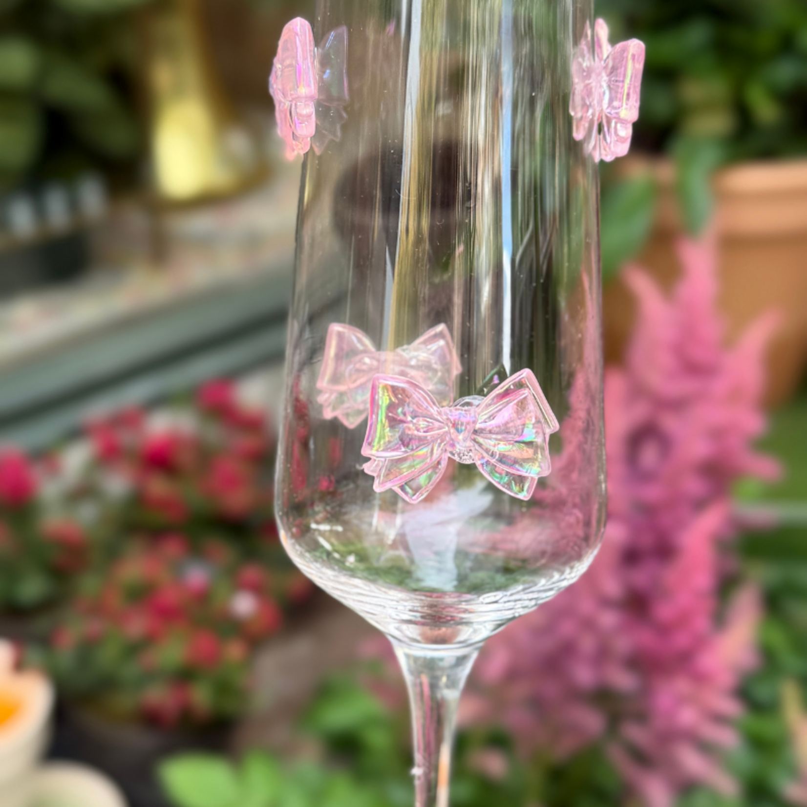 Champagneglas - Bowy - Roze strik