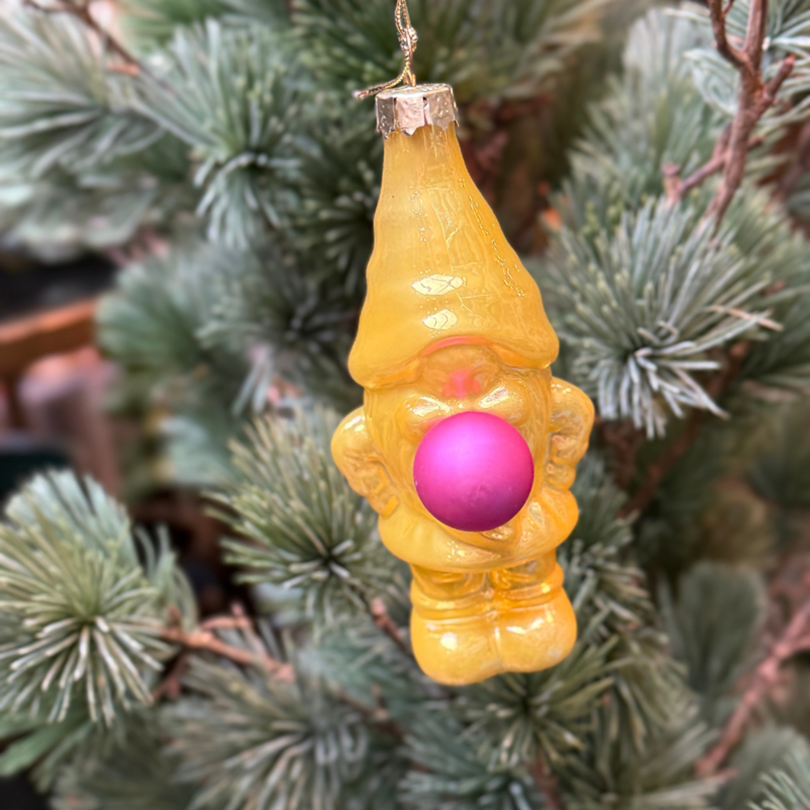 Ornament - Kabouter - Geel met roze