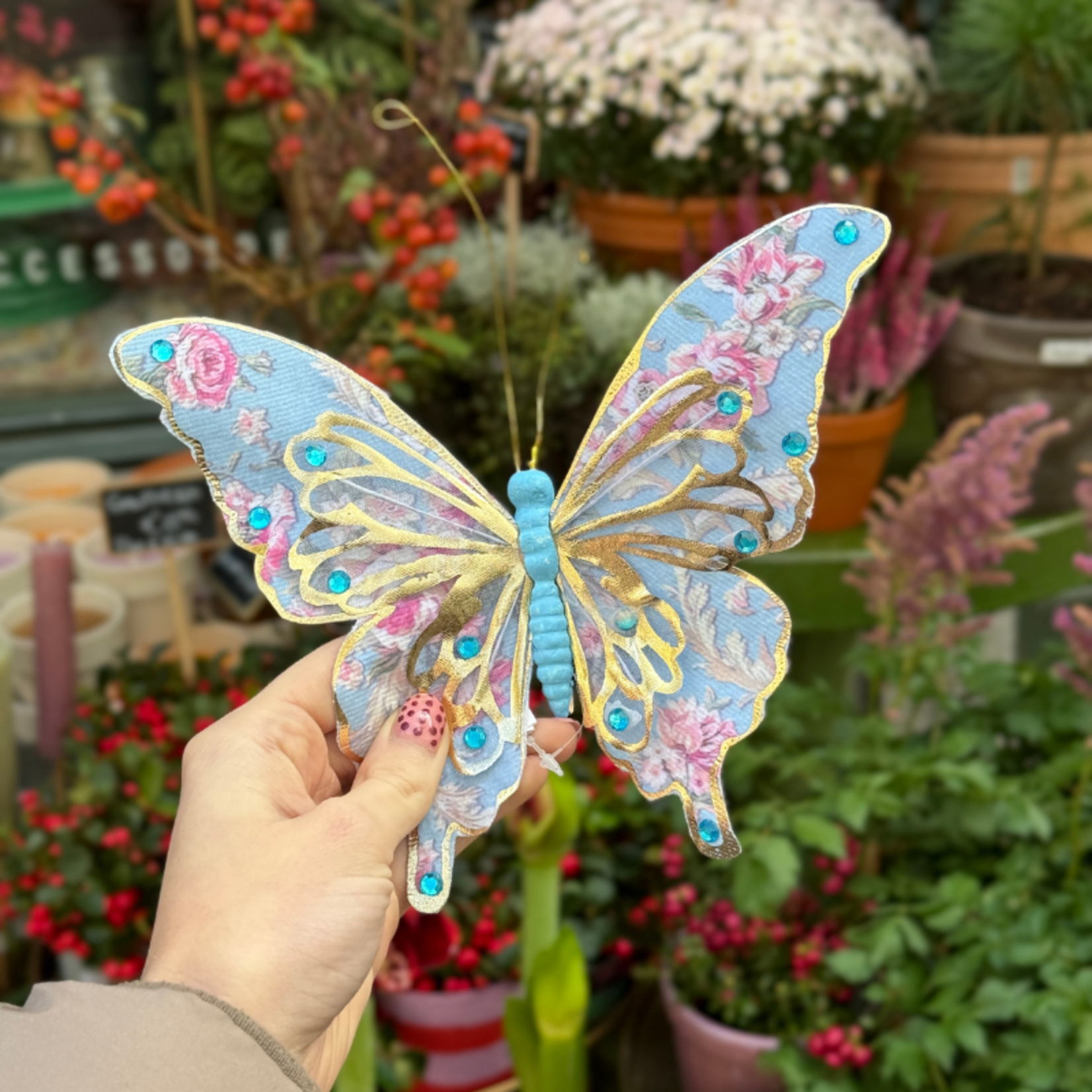 Clip ornament - Vlinder - Glitter - Blauw