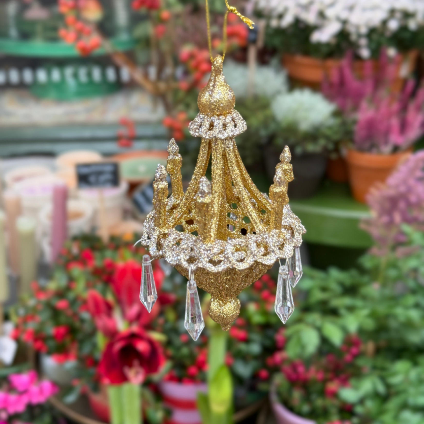 Kerstornament - Kroonluchter - Goud